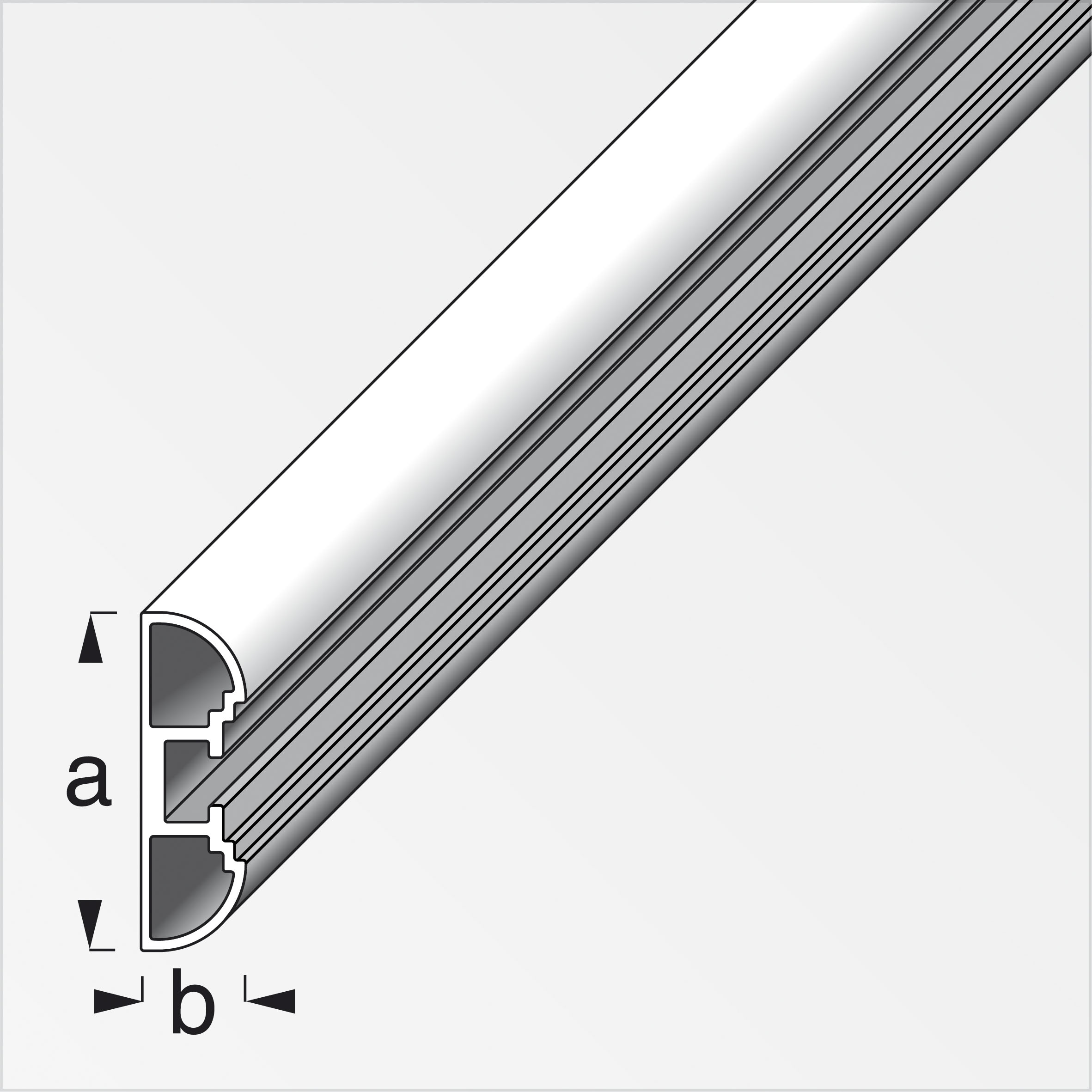 Alfer coaxis®-Profil, schmal, 3,55 x 1,1 x 100 cm, eloxiertes Aluminium Alfer coaxis®-Profil, schmal, 3,55 x 1,1 x 100 cm, eloxiertes Aluminium