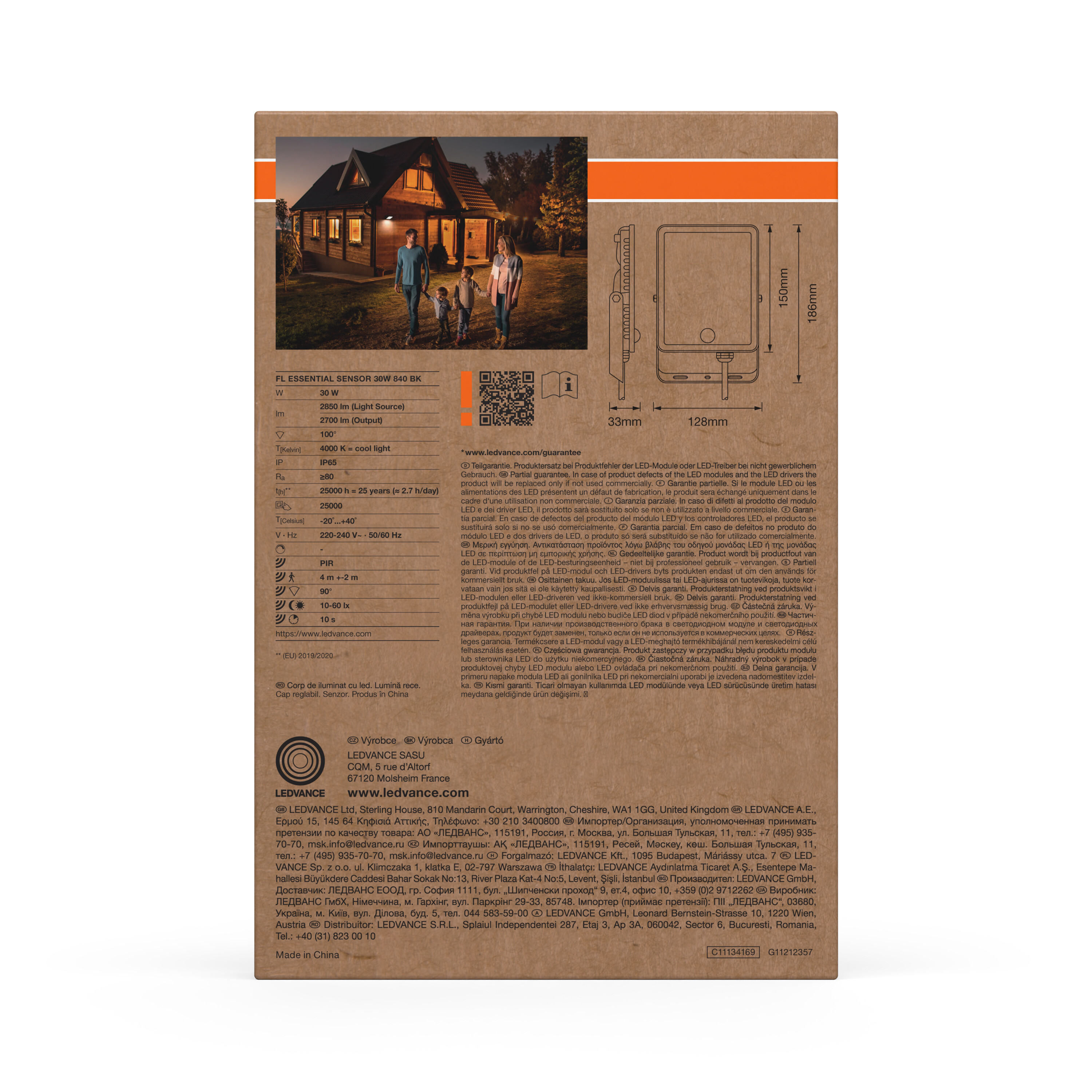 Osram Fluchtlicht Essential Sensor, 30W, schwarz