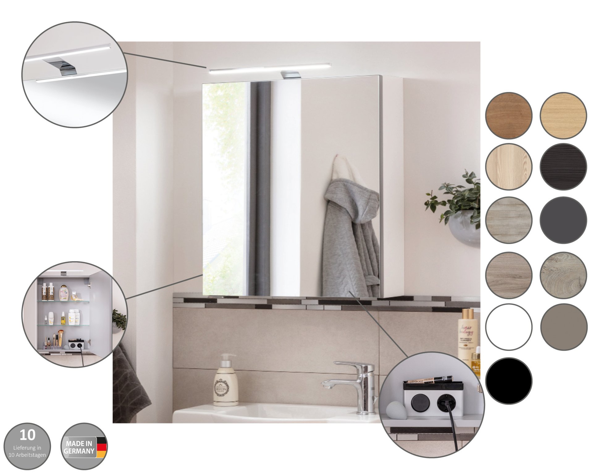 Fackelmann SBC Spiegelschrank, eiche natur