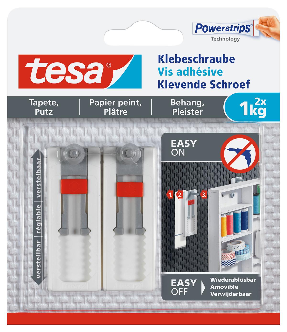 tesa_777750000000_LI406_front_pa tesa Klebeschraube verstellbar, Tapete & Putz, 1 kg