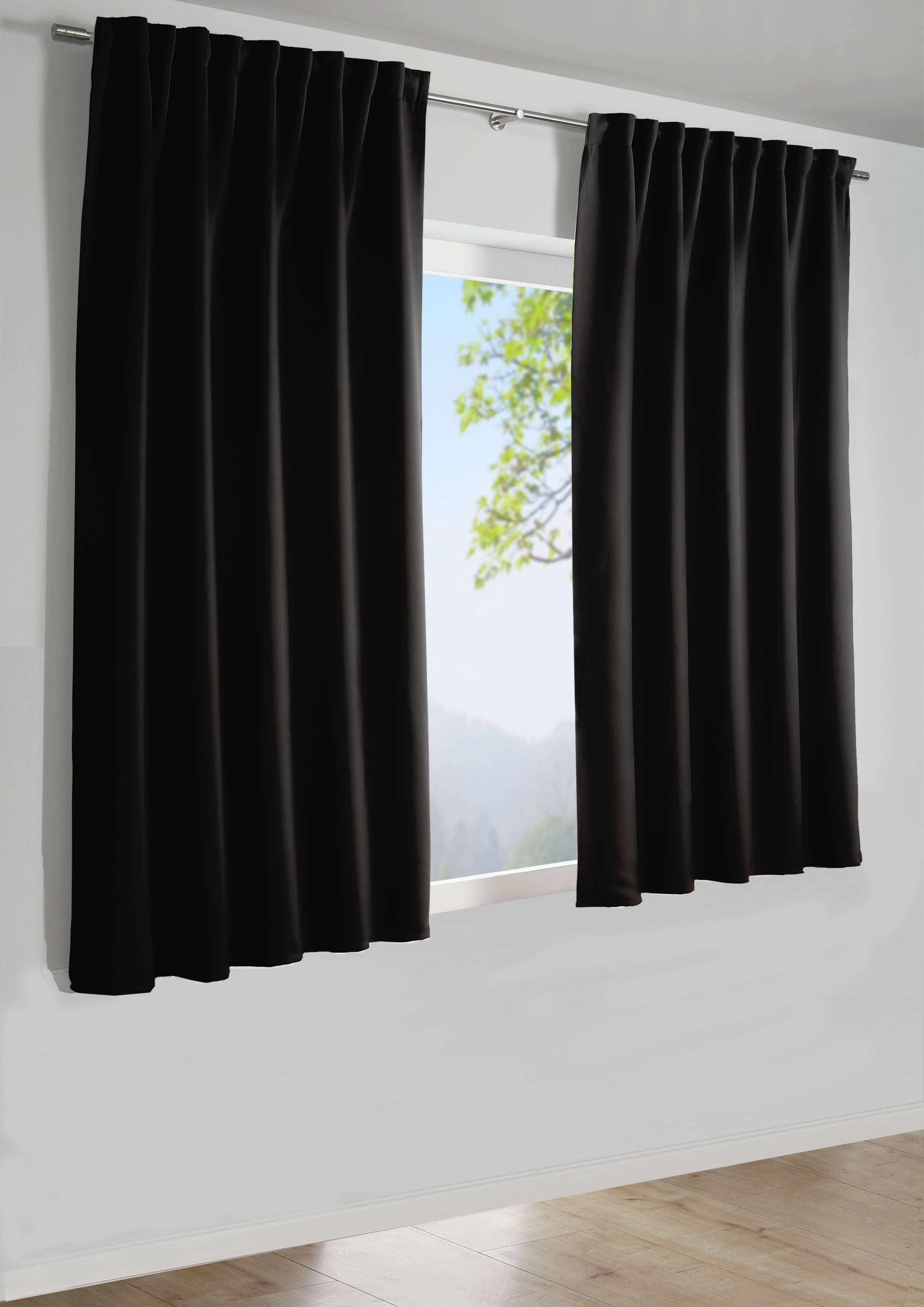 Sehlbach Schal mit Gardinenband schwarz, 140 x 175 cm Sehlbach Schal mit Gardinenband schwarz, 140 x 175 cm