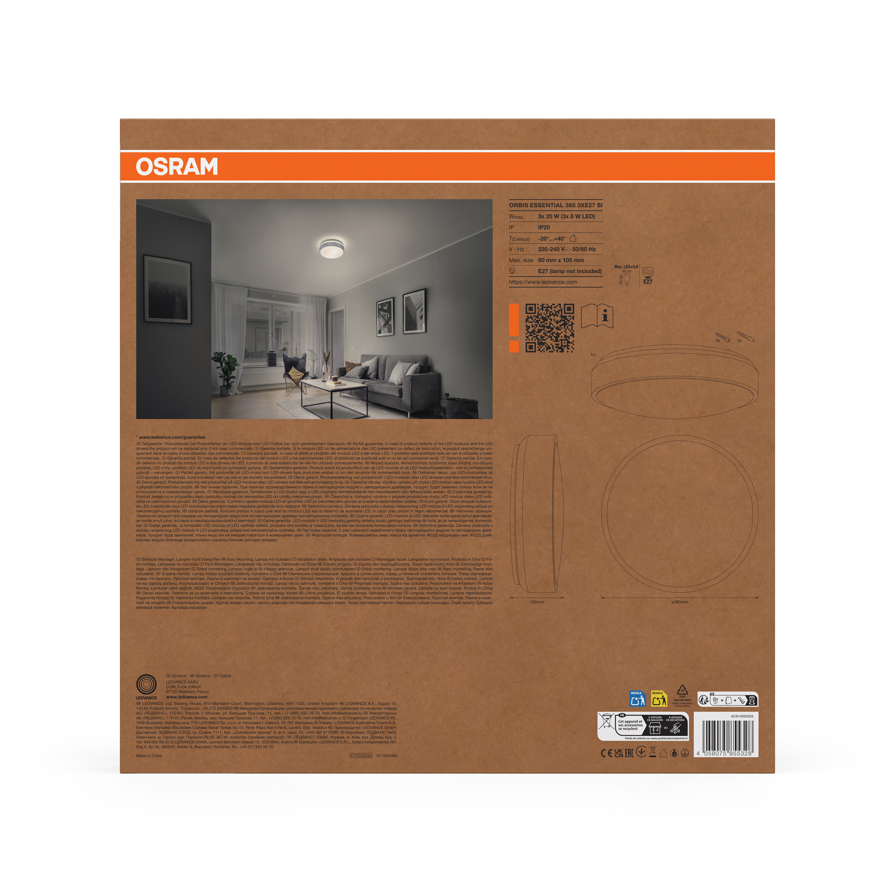 Osram ORBIS Essential 385, 3XE27, silber