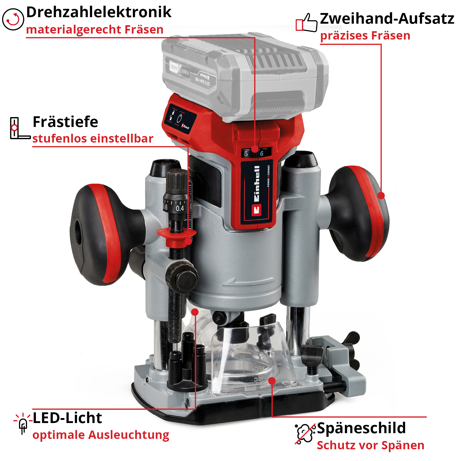 Einhell Akku-Oberfräse /-Kantenfräse TP-RO 18 Set Li BL - Solo