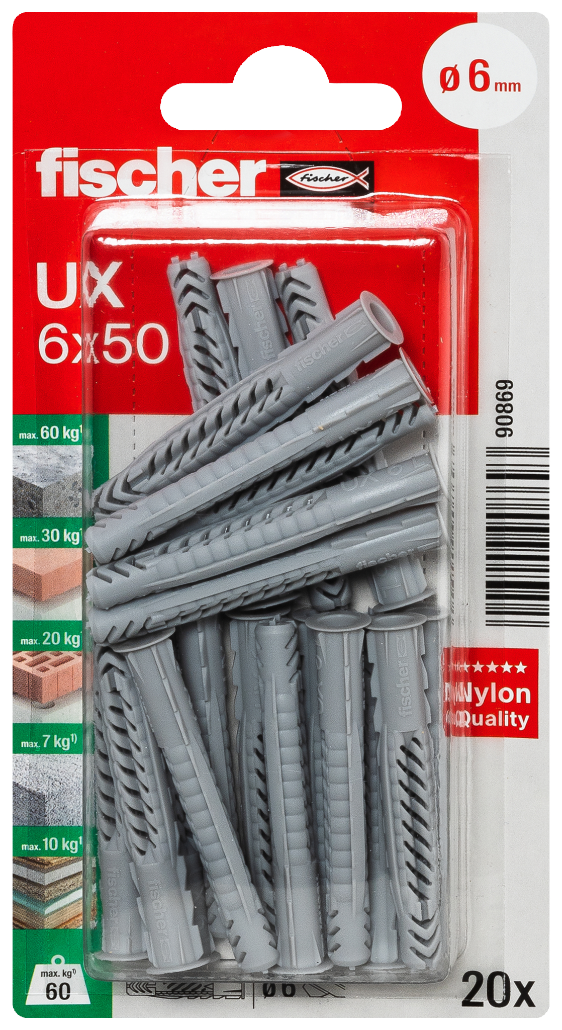 fischer Universaldübel UX 6 x 50 R K (20) fischer Universaldübel UX 6 x 50 R K (20)