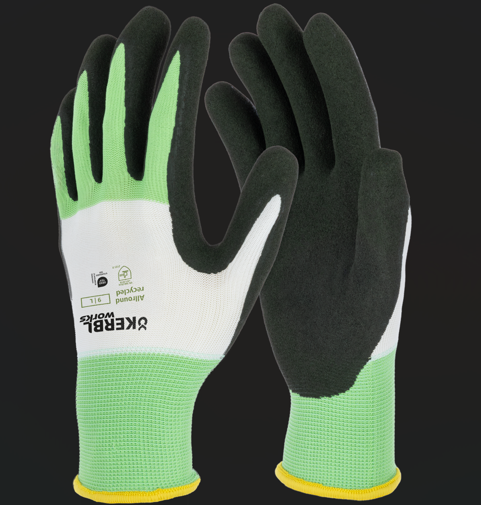 Keron Handschuh Allround recycled grün-weiß, Latexschaum Gr. 8/M