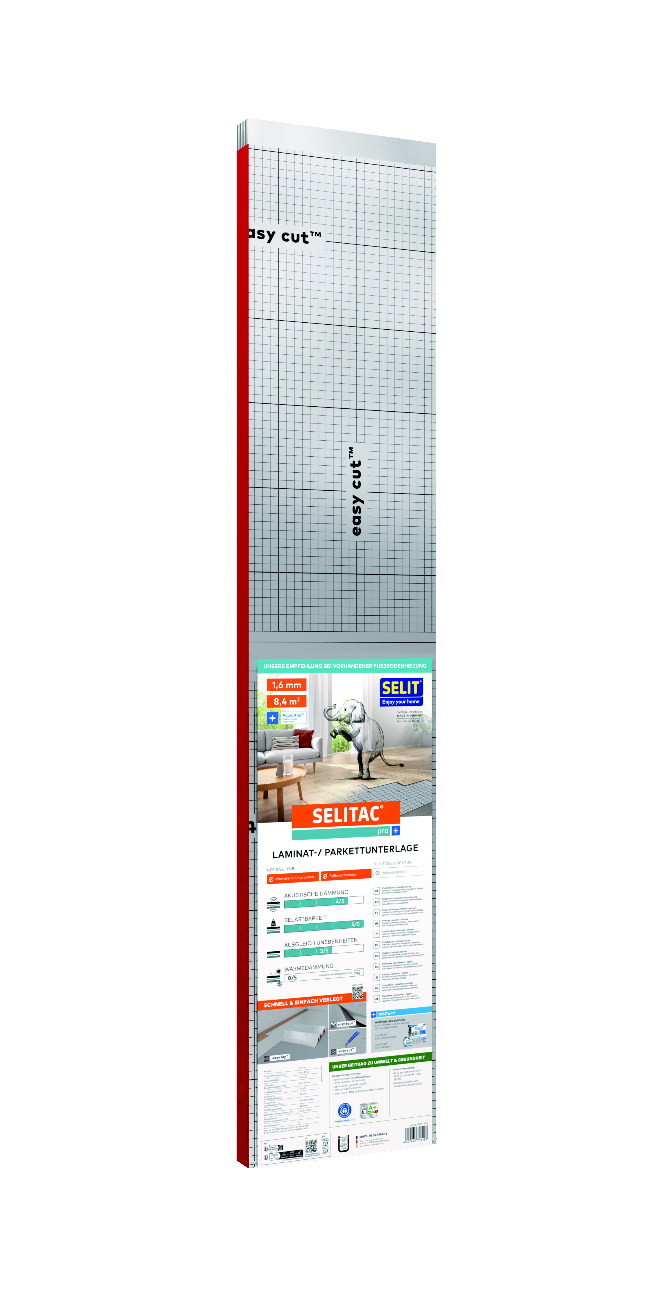 SELITAC Laminat- und Parkettunterlage pro+ 1,6 mm, 1,2 x 7 m, 8,4 m²