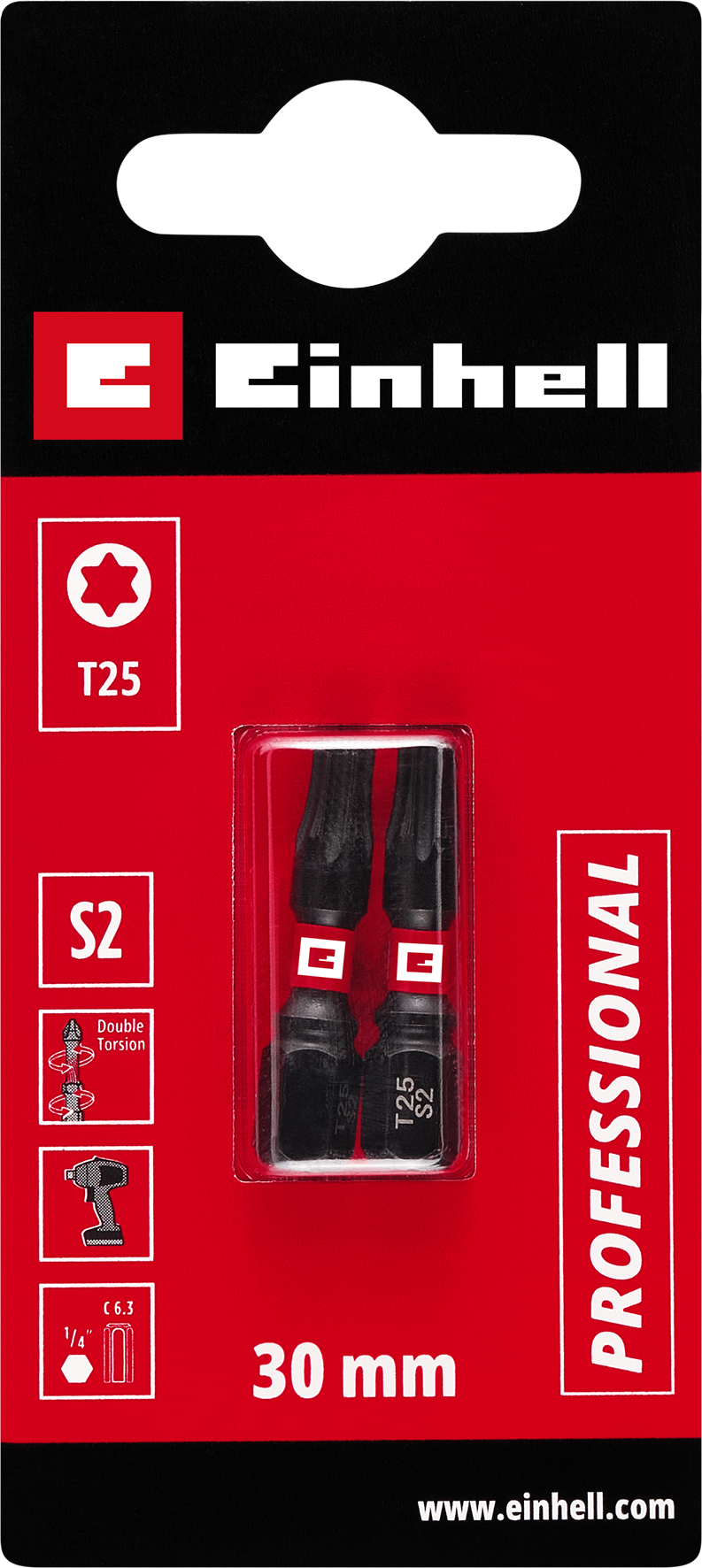 Einhell Impact-Bits mit Doppel-Torsion, 30 mm, T25