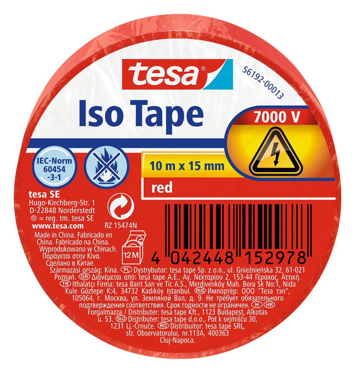 tesa Isolierband, rot, 10 m