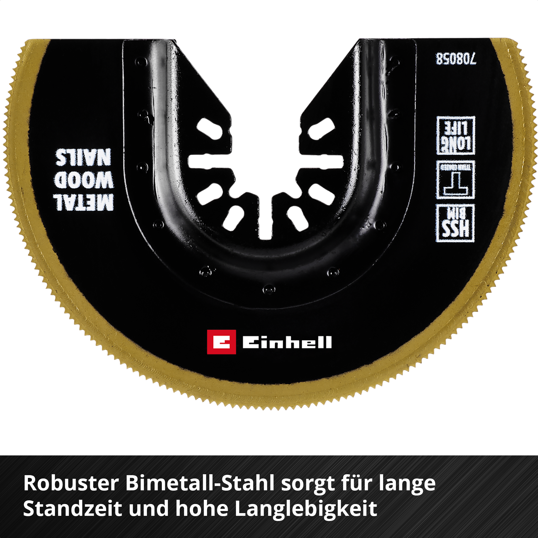 Einhell HSS-BiM-Sägeblatt mit Universalaufnahme und Titanbeschichtung, halbrund, Ø 88 x 0,6 mm
