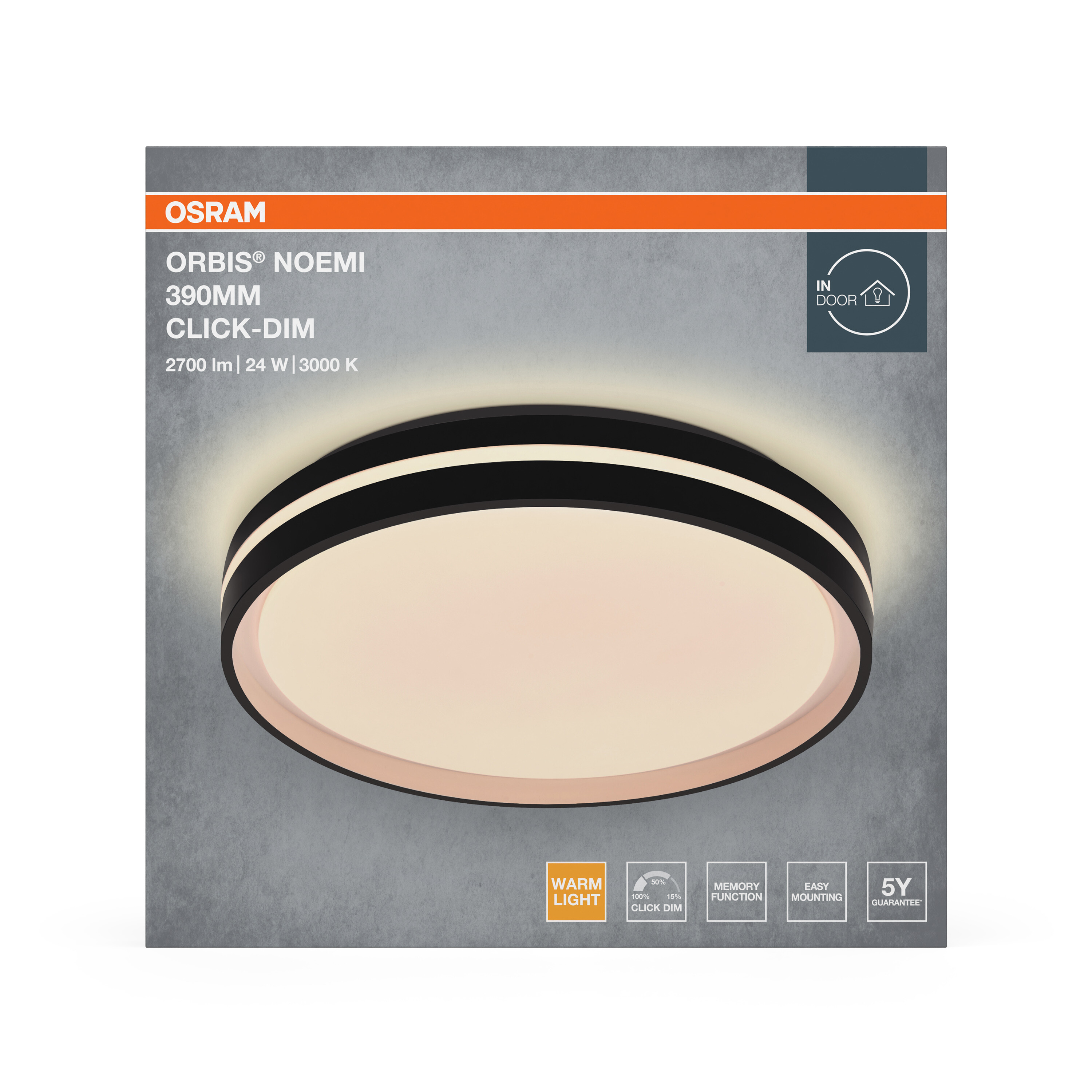 Osram Led Deckenleuchte "Orbis Noemi", 390 mm, 24W, 830, schwarz