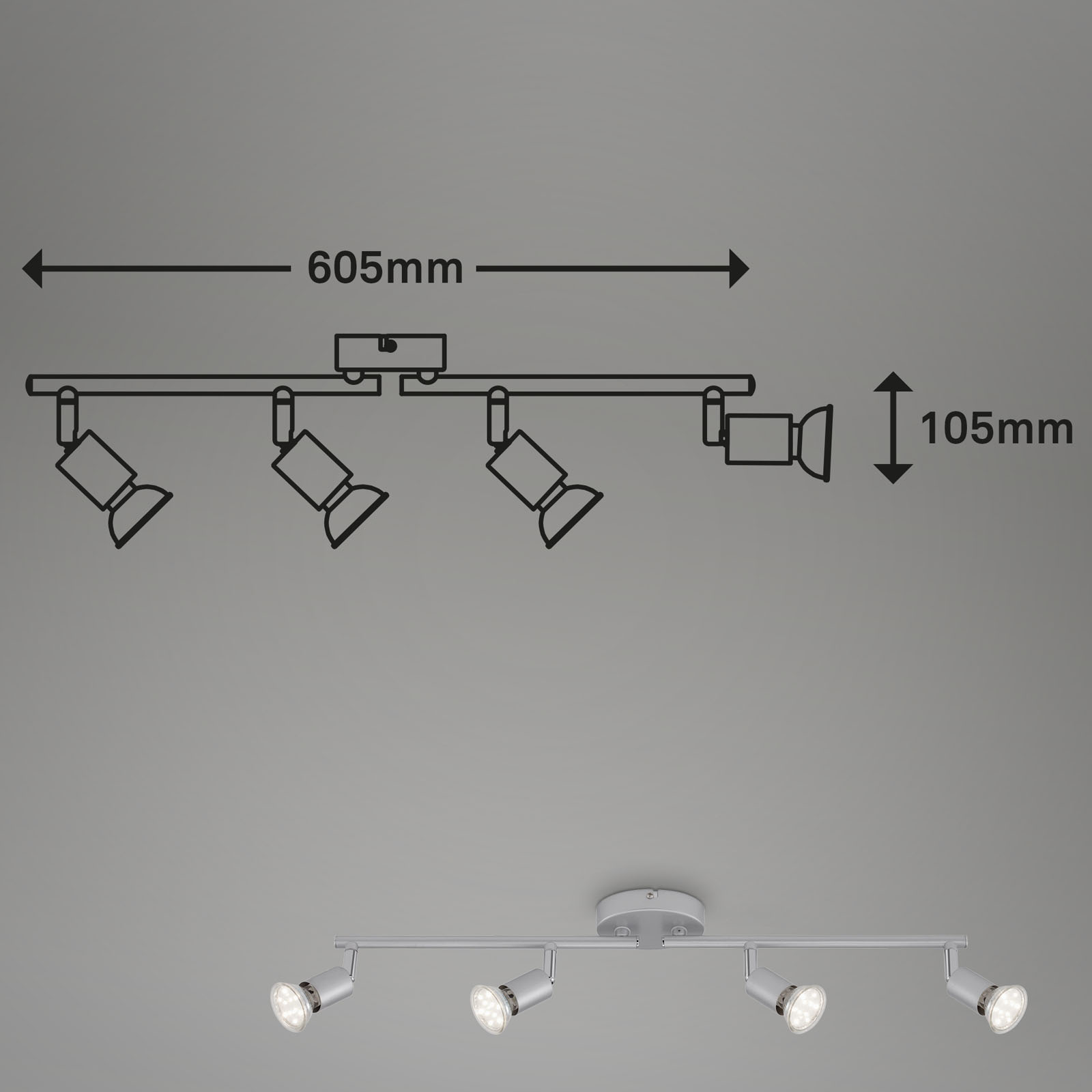 Briloner Wandleuchte, Titan, 4-flammig