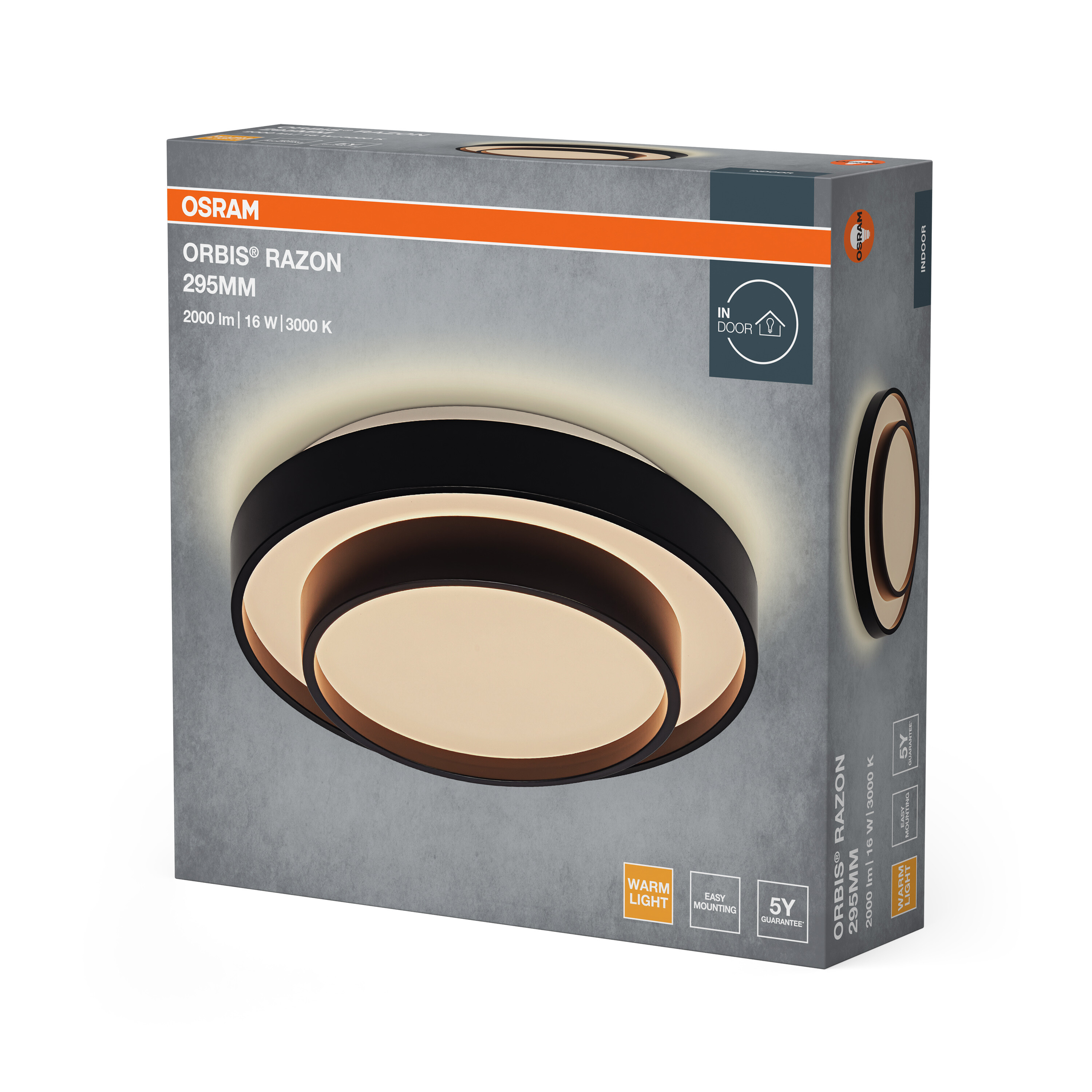 Osram Led Deckenleuchte "Orbis Razon", 295 mm, 16W, 830, schwarz
