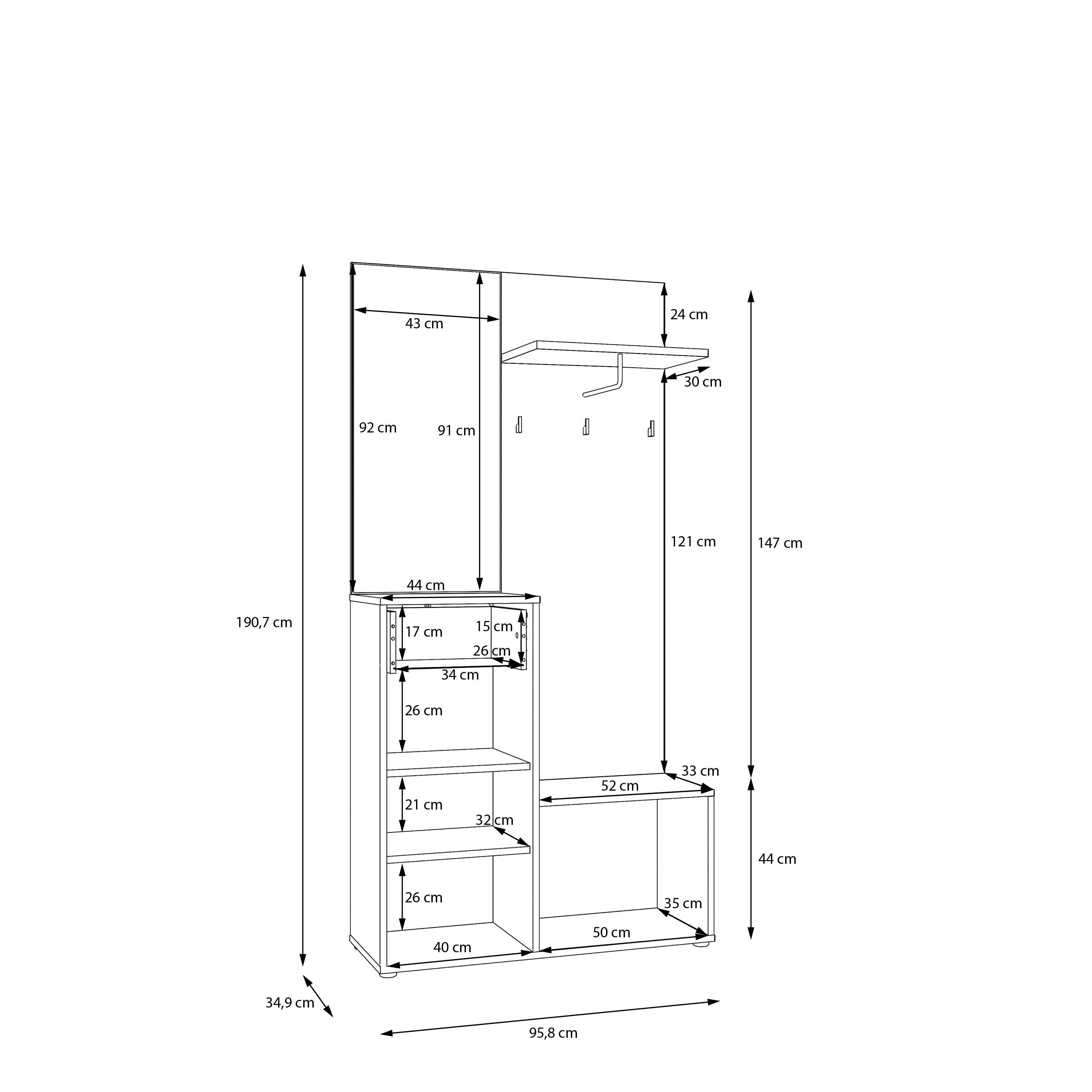 Forte Garderobe Ken Mauvella, oak/sand