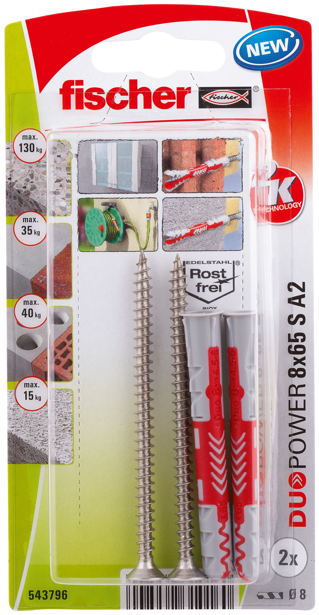 fischer DuoPower Universaldübel 8 x 65 S A2 K (2) fischer DuoPower Universaldübel 8 x 65 S A2 K (2)
