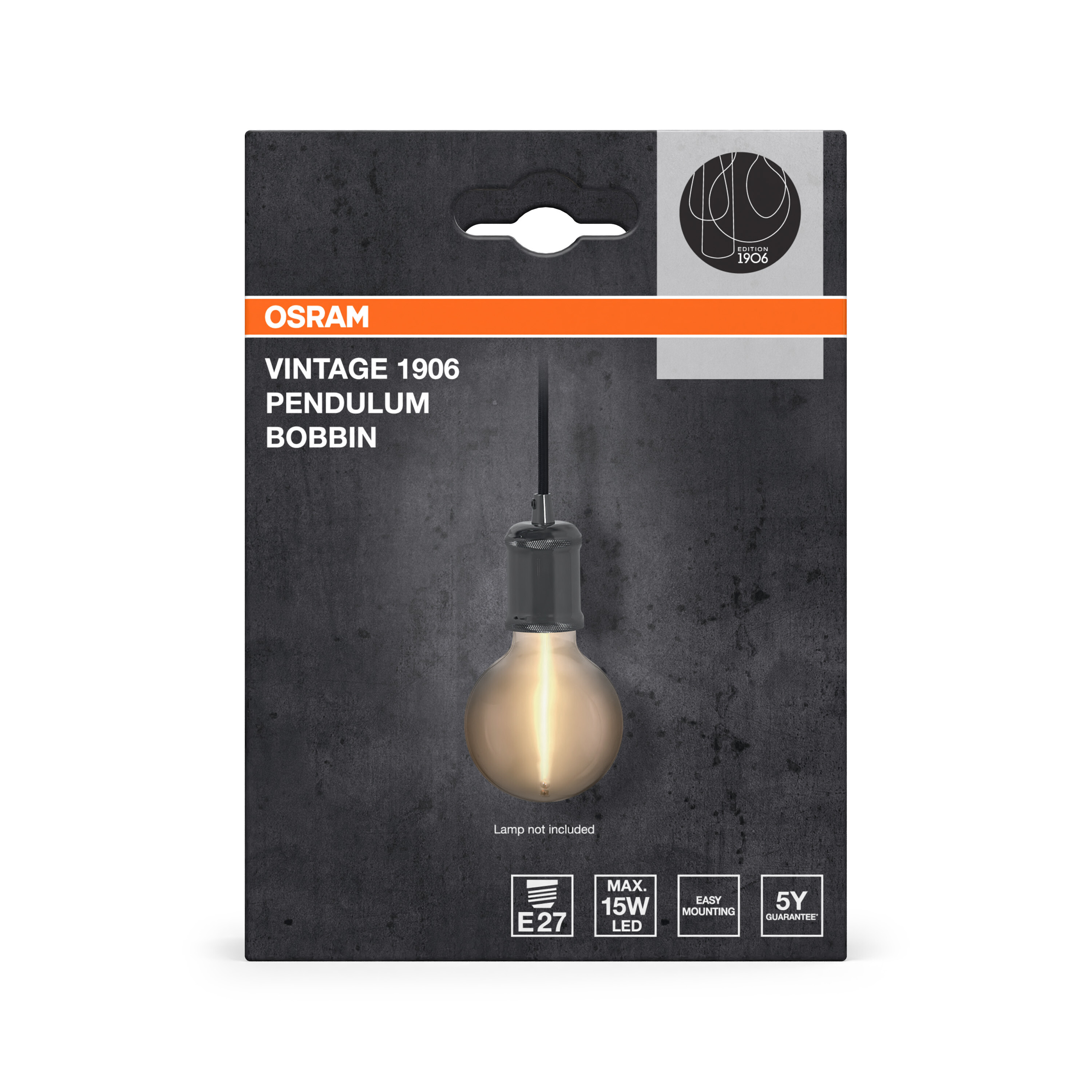 Osram Vintage 1906 Pendelleuchte Bobbin, E27, gun metal