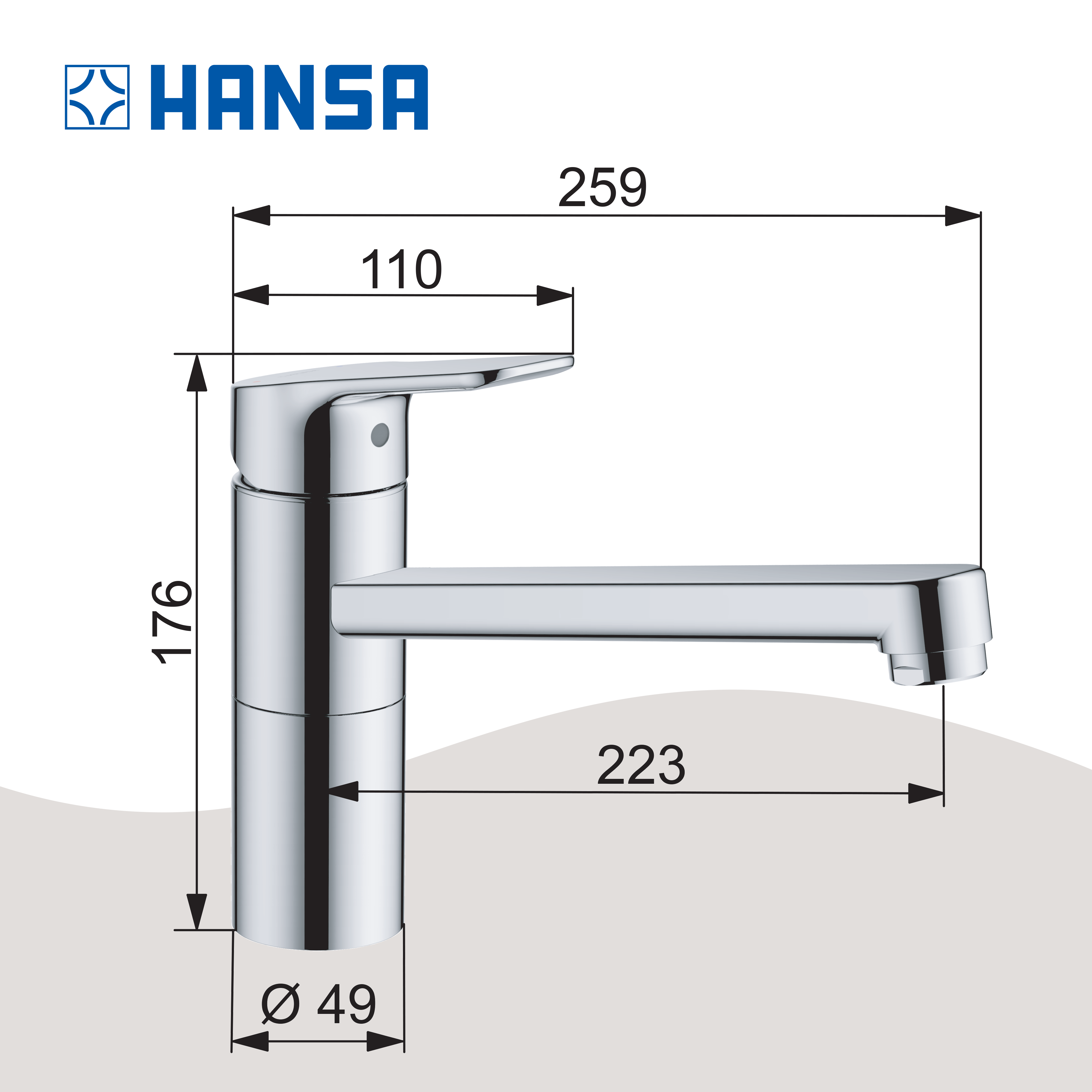 Hansa PICO Küchenarmatur mit Bedienung von oben, DN 15, Chrom