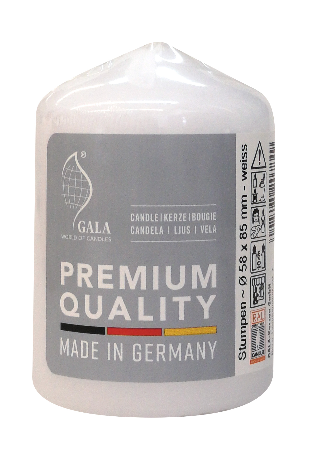 GALA STUMPENKERZ 60/85 WEIß              