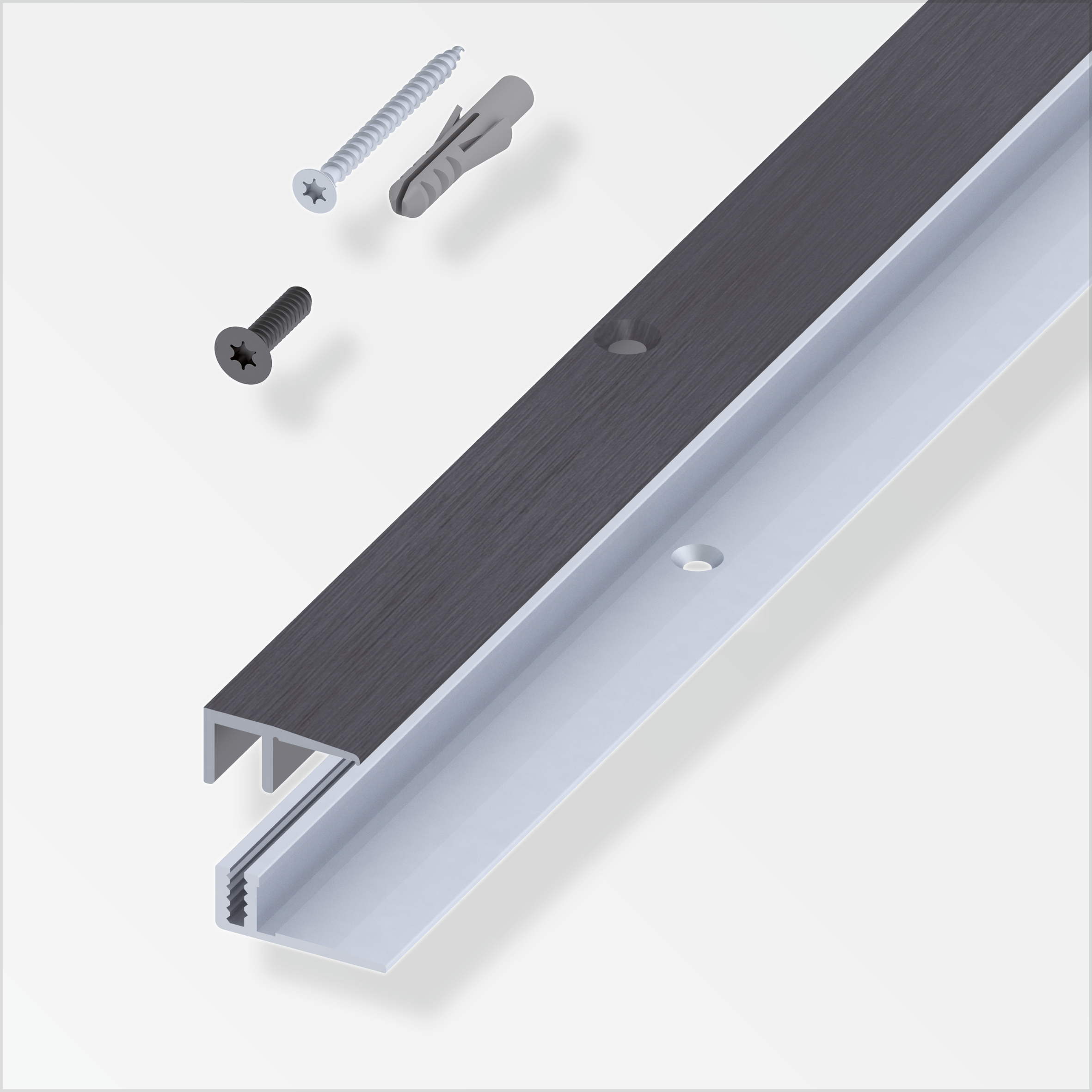Alfer Optifloor Abschluss-Profil 21 mm, dunkelgrau gebürstet