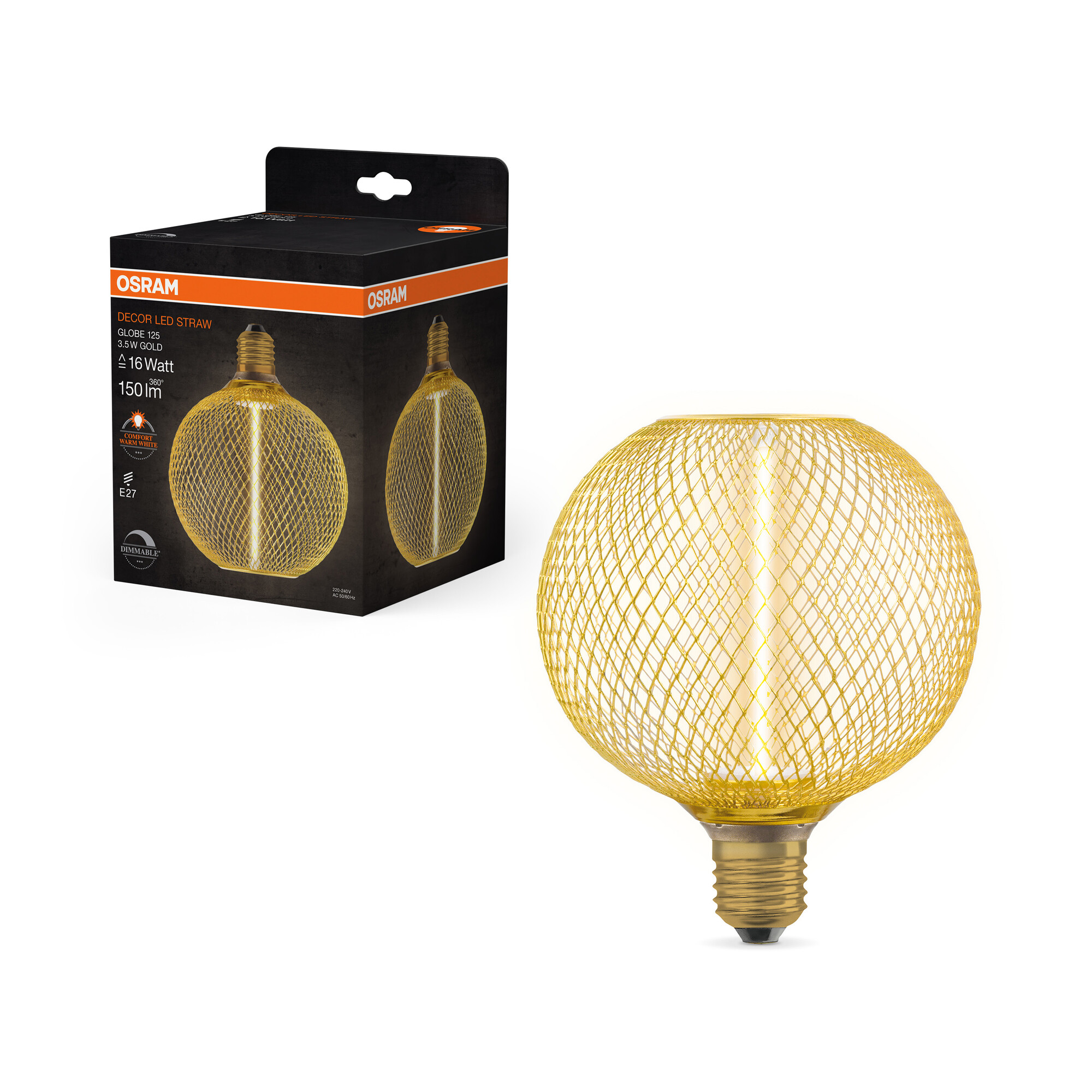 Osram LED Leuchte Globe, gold, warmweiß, E27