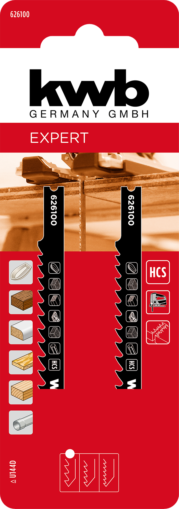 kwb HCS-Stichsägeblätter mit U-Schaft für Holz, grob, 100 mm kwb HCS-Stichsägeblätter mit U-Schaft für Holz, grob, 100 mm