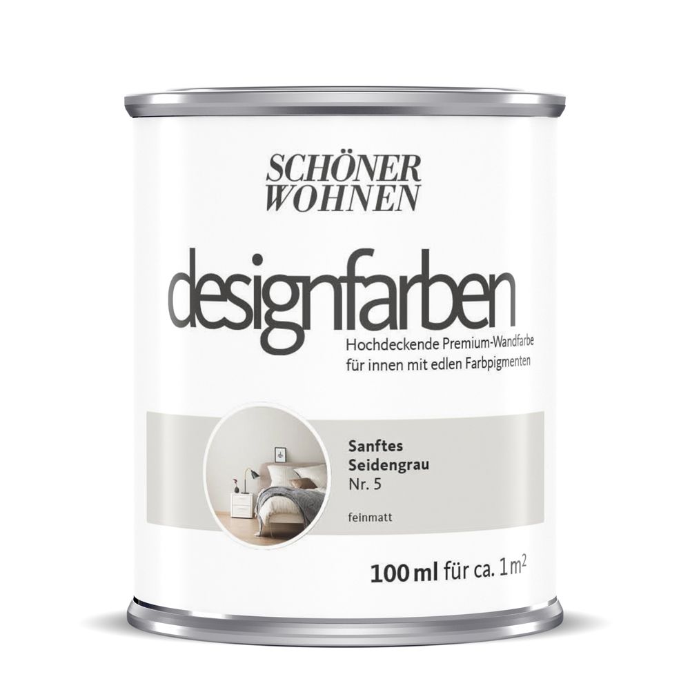 Schöner Wohnen Designfarbe, sanftes seidengrau, 100 ml Schöner Wohnen Designfarbe, sanftes seidengrau, 100 ml