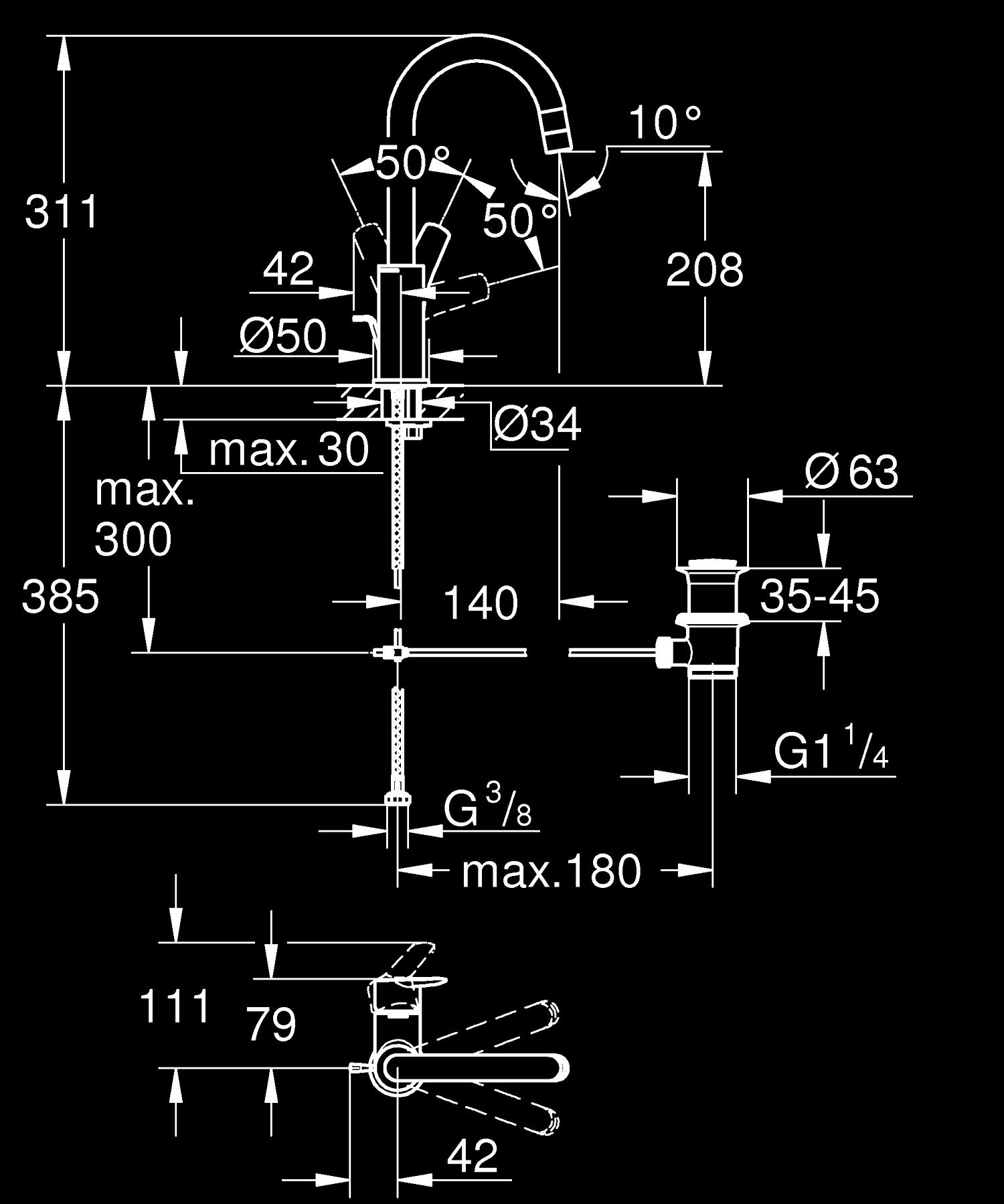 Grohe Start Einhand-Waschtischbatterie, 1/2" L-Size Grohe Start Einhand-Waschtischbatterie, 1/2" L-Size
