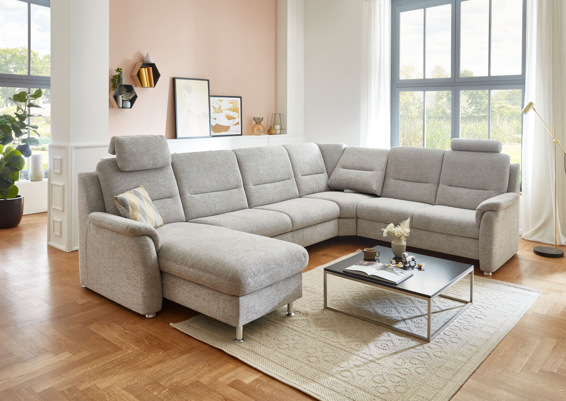 Polipol Wohnlandschaft Modell PP-HS17006 typ CanL-2,5EL-RE-2R, Stellfläche ca. 169-205 x 337 x 242 cm