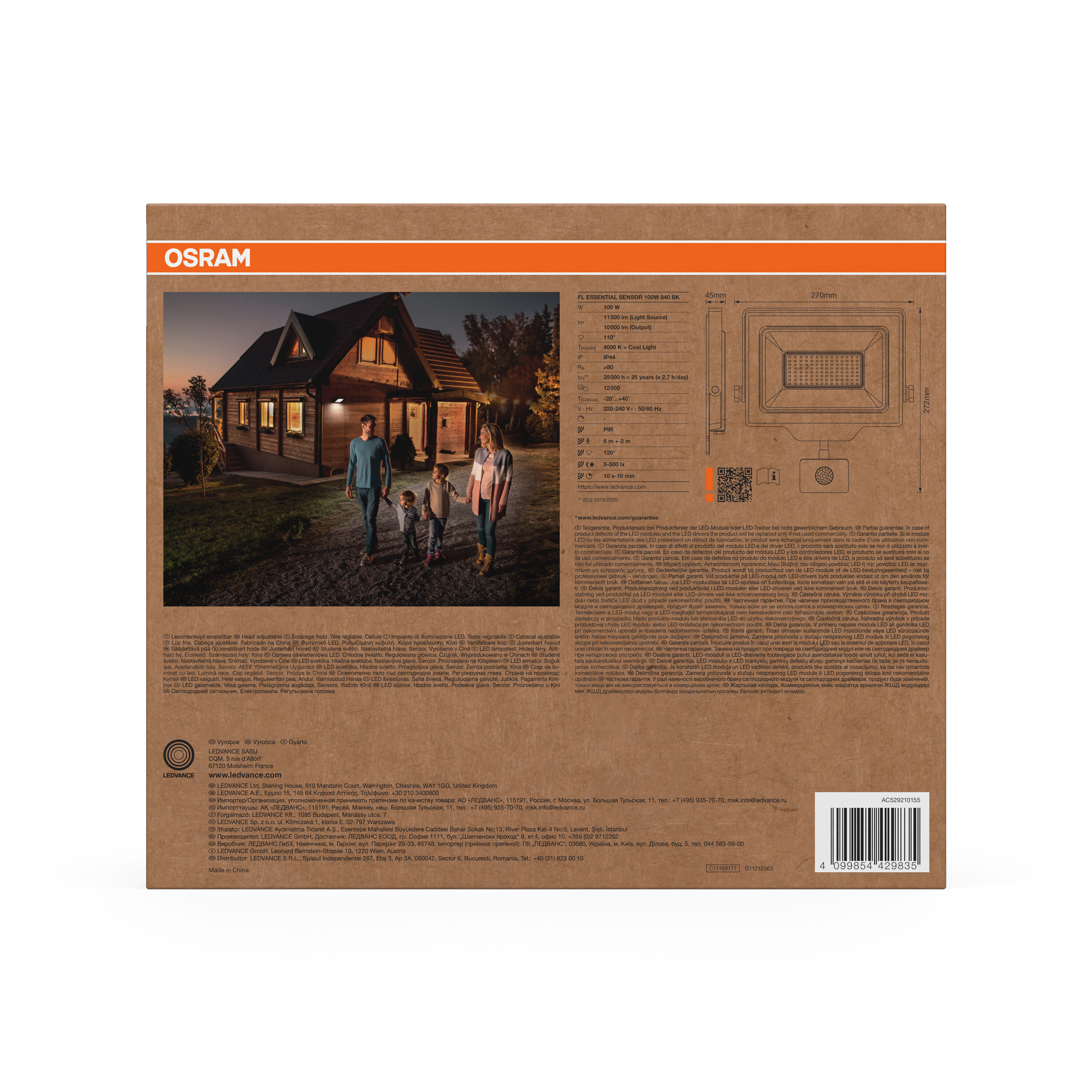 Osram Flutlicht Essential, Sensor, 100W, schwarz