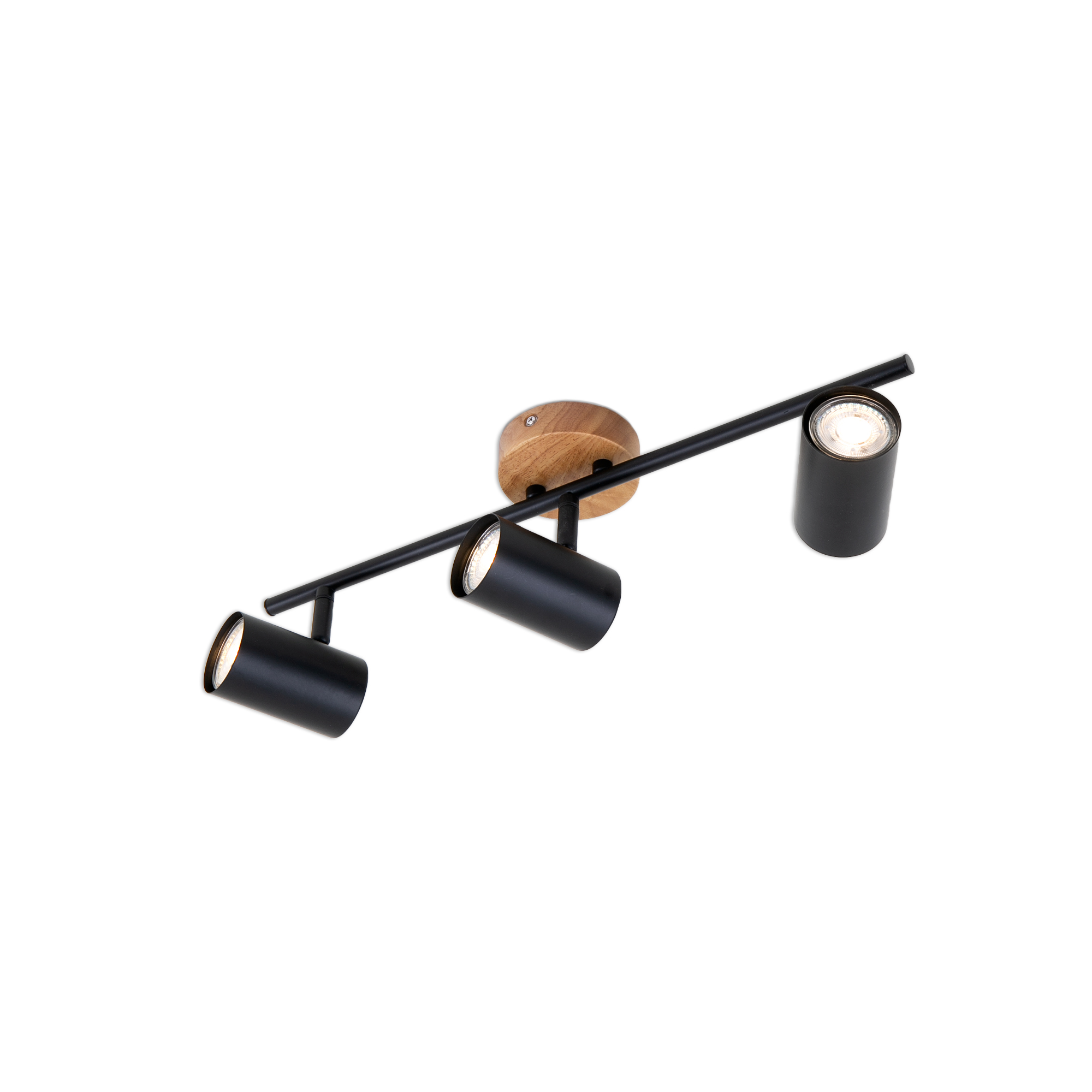 122908-7 BRILONER SCHIENE 3XGU10 HOLZ/METALL SCHWARZ