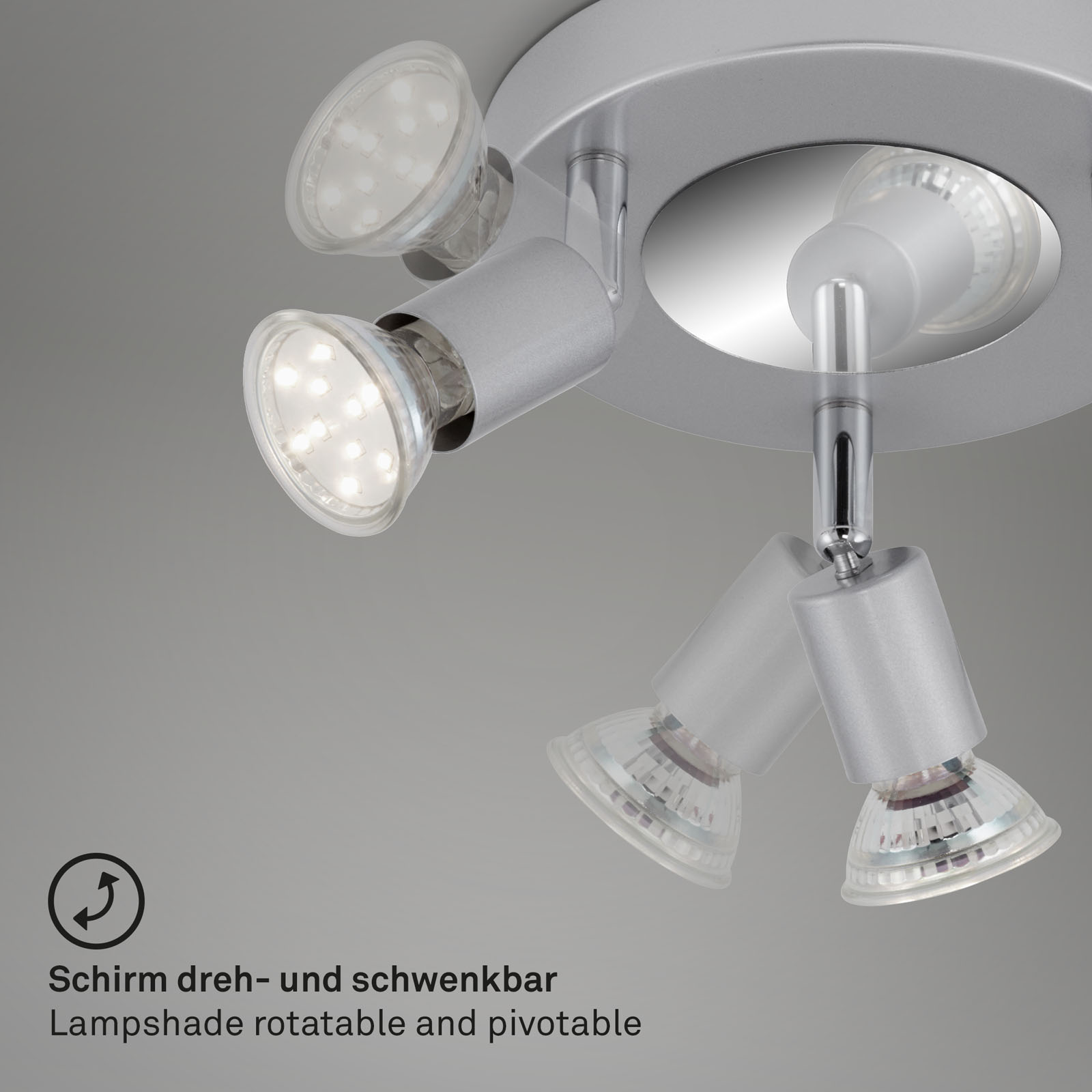 4002707297345-3 Briloner Wandleuchte, Titan, rund, 3-flammig