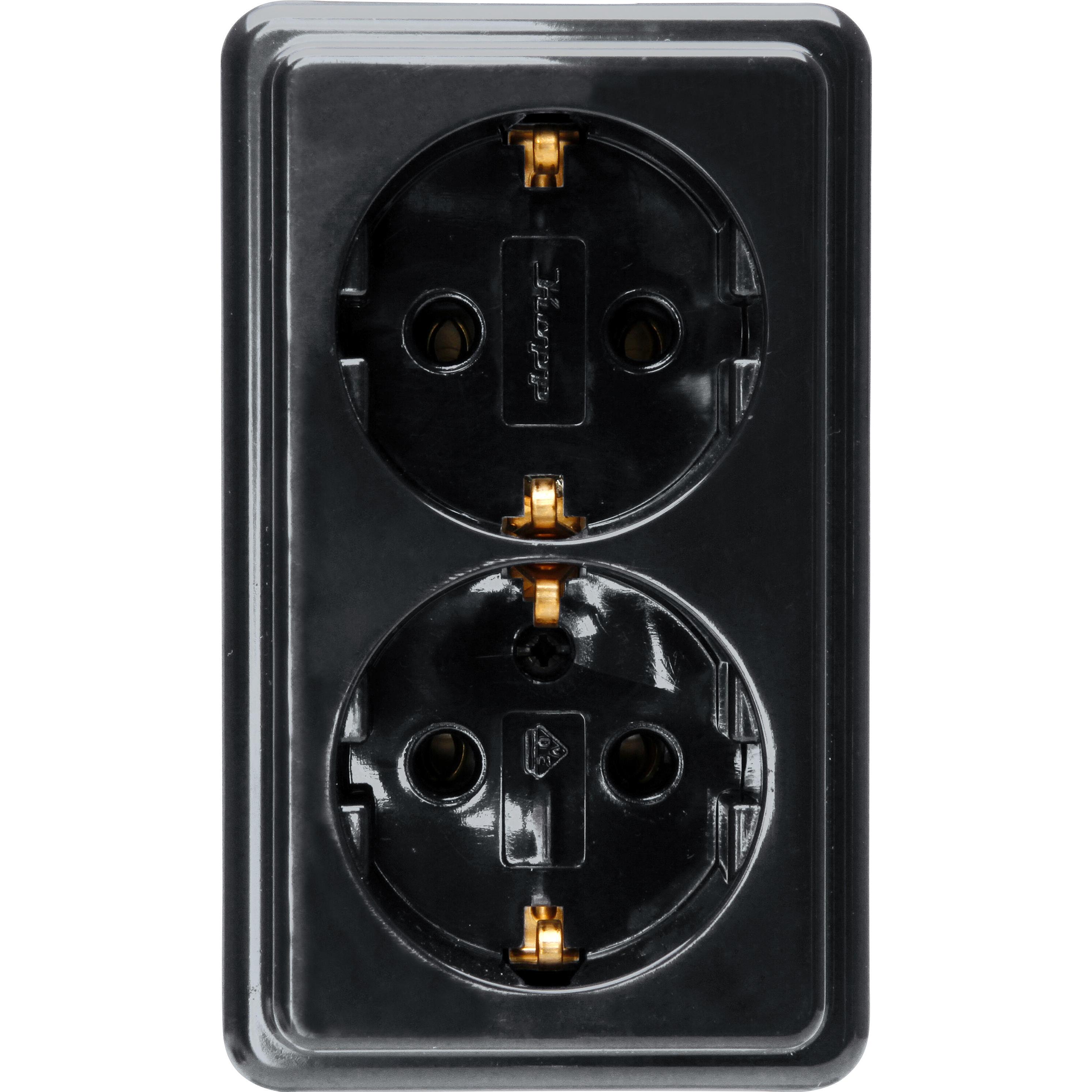 Kopp Aufputz-Steckdose 2-fach, schwarz Kopp Aufputz-Steckdose 2-fach, schwarz