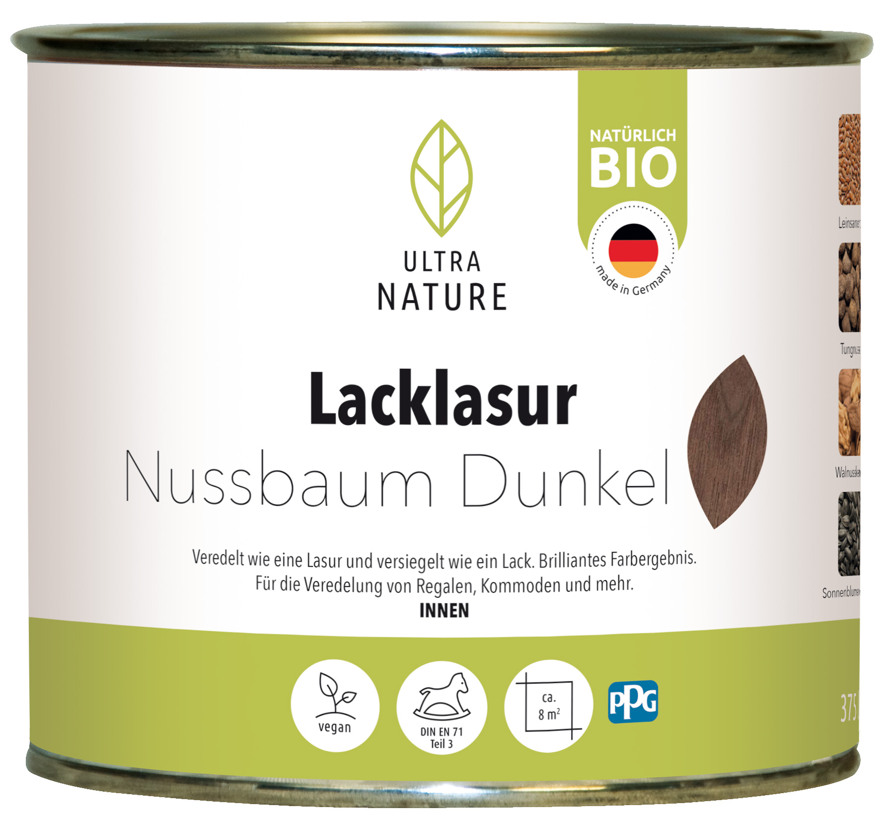 Ultra Nature Lacklasur Nussbaum dunkel, 0,375 l Ultra Nature Lacklasur Nussbaum dunkel, 0,375 l