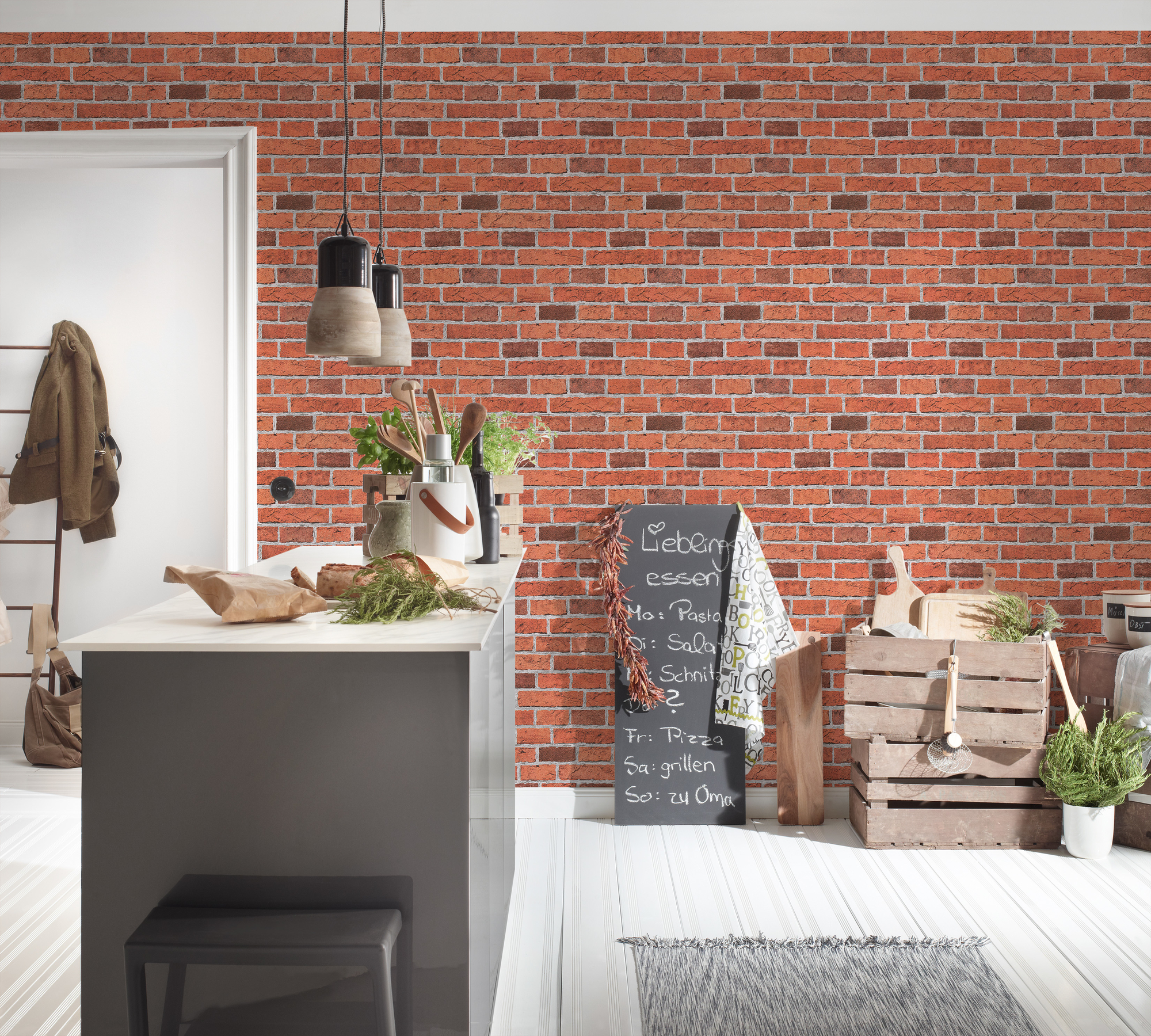 A.S. Création Vliestapete, backsteinoptik ziegelrot grau – realistische ziegelwand im loft-stil