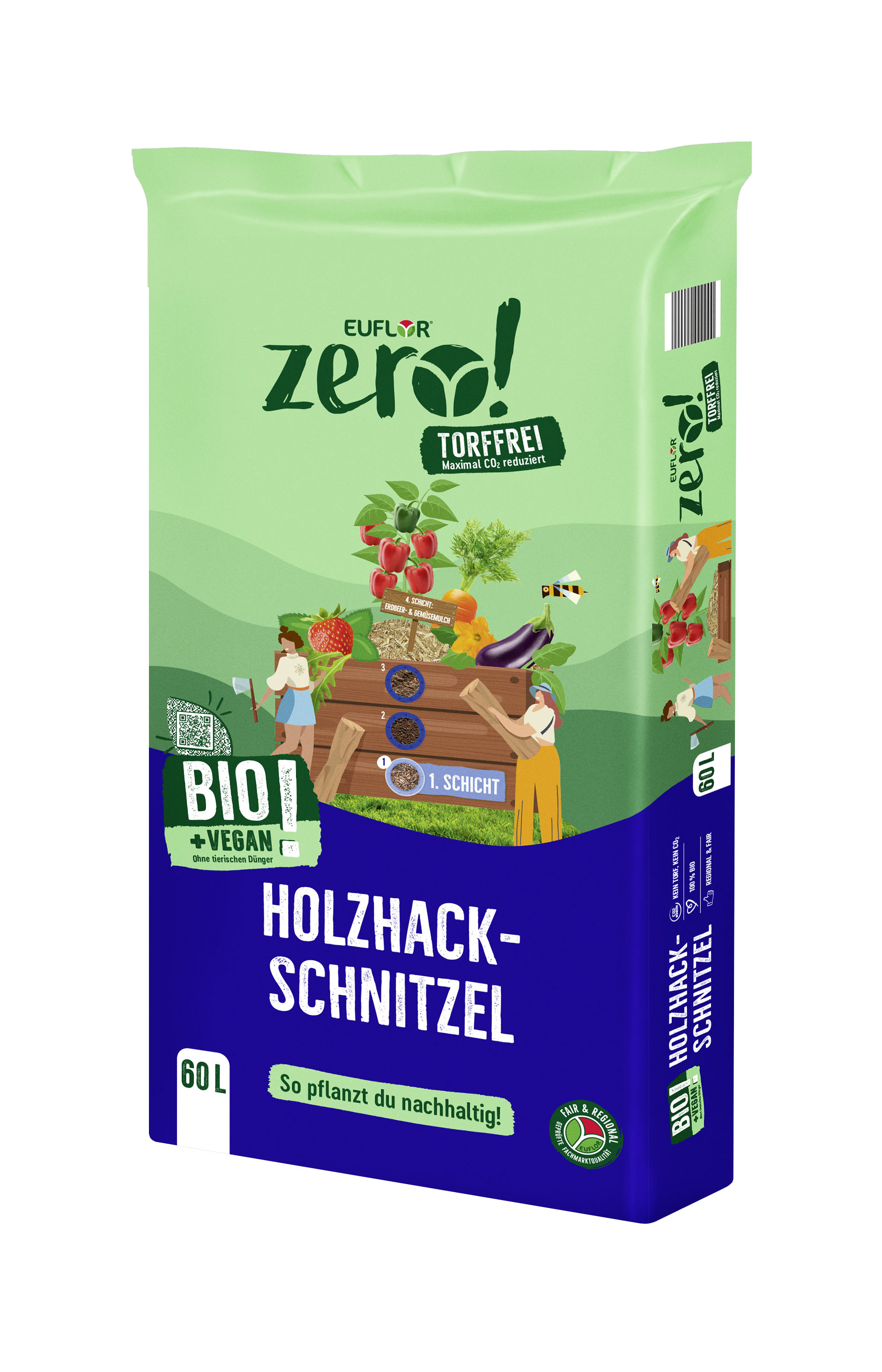 Eurflor zero! Bio Holzhackschnitzel torffrei, vegan 60 L Eurflor zero! Bio Holzhackschnitzel torffrei, vegan 60 L