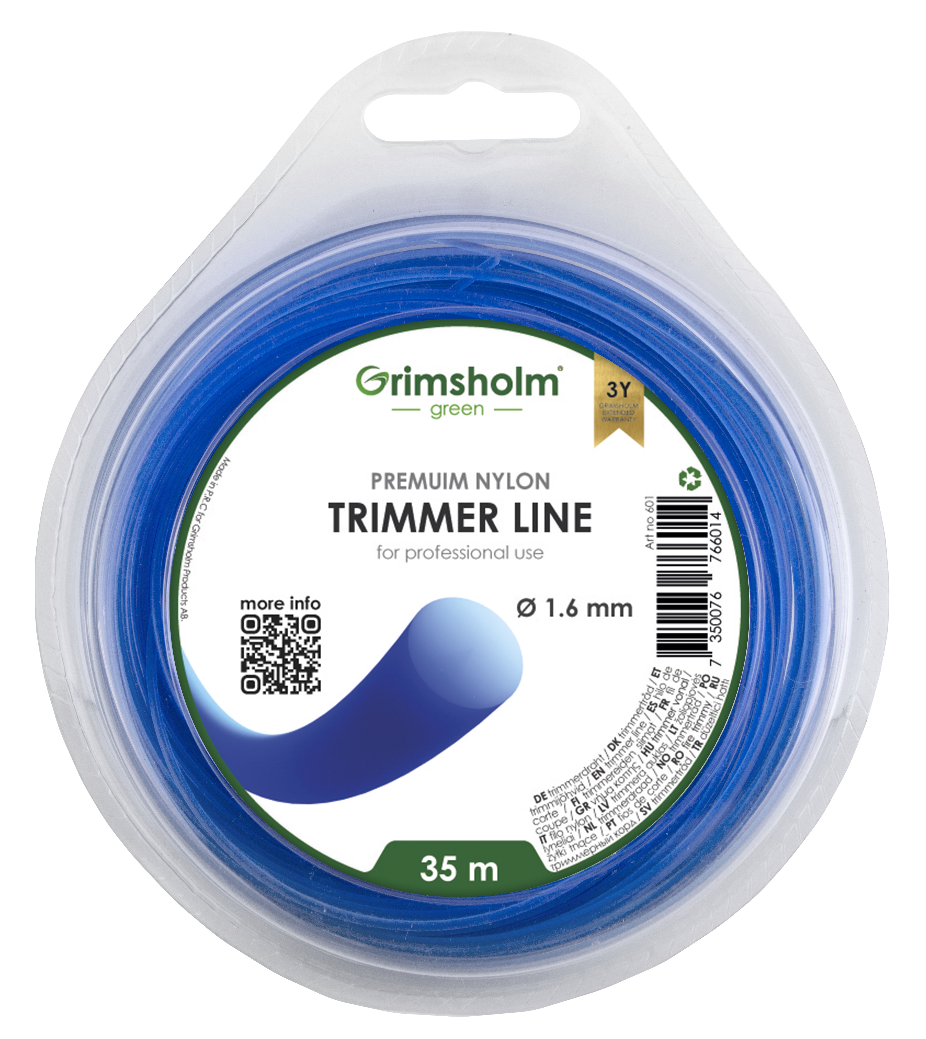 Grimsholm Trimmerfaden rund, blau, 1,6 mm, 35 m Grimsholm Trimmerfaden rund, blau, 1,6 mm, 35 m