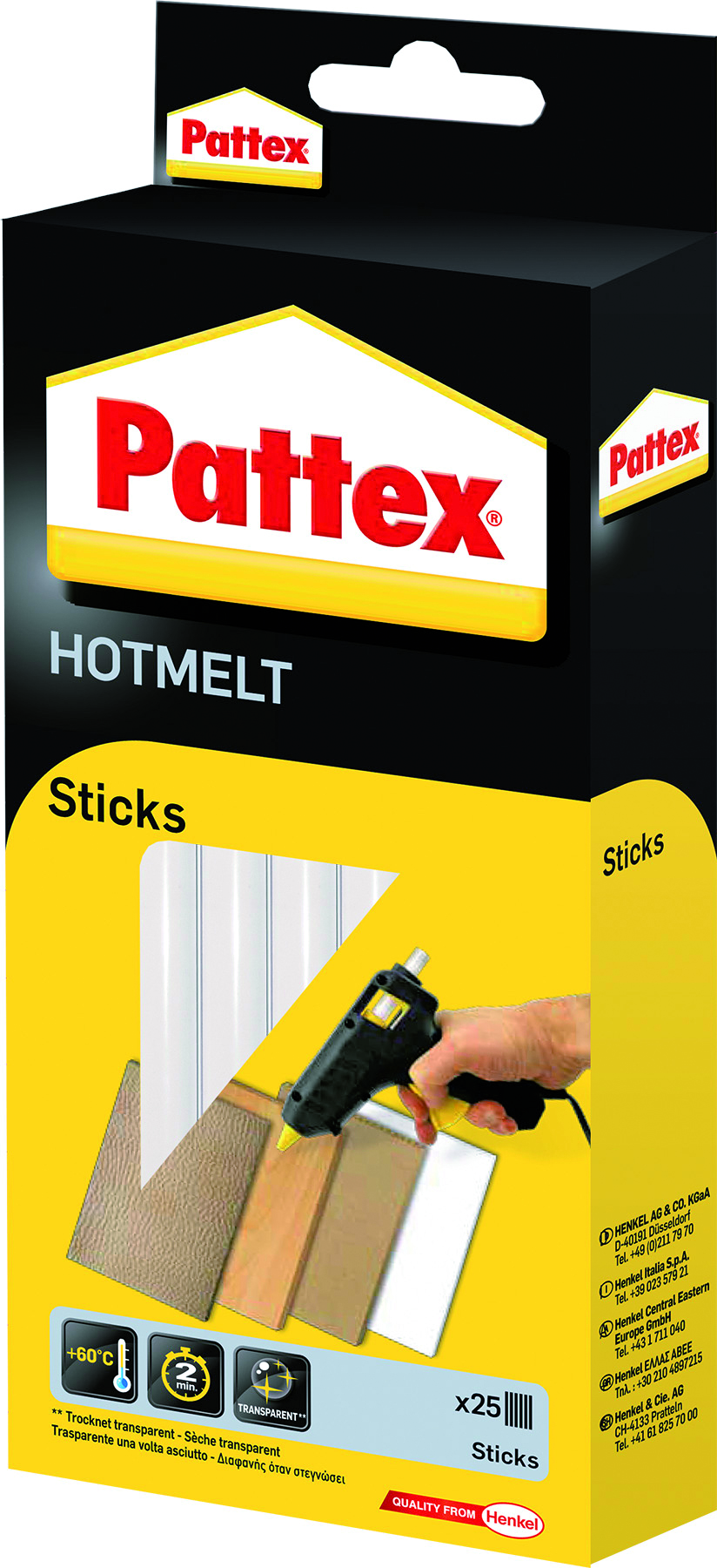 Pattex Hotmelt Sticks Transparent, hochfest, 500 g