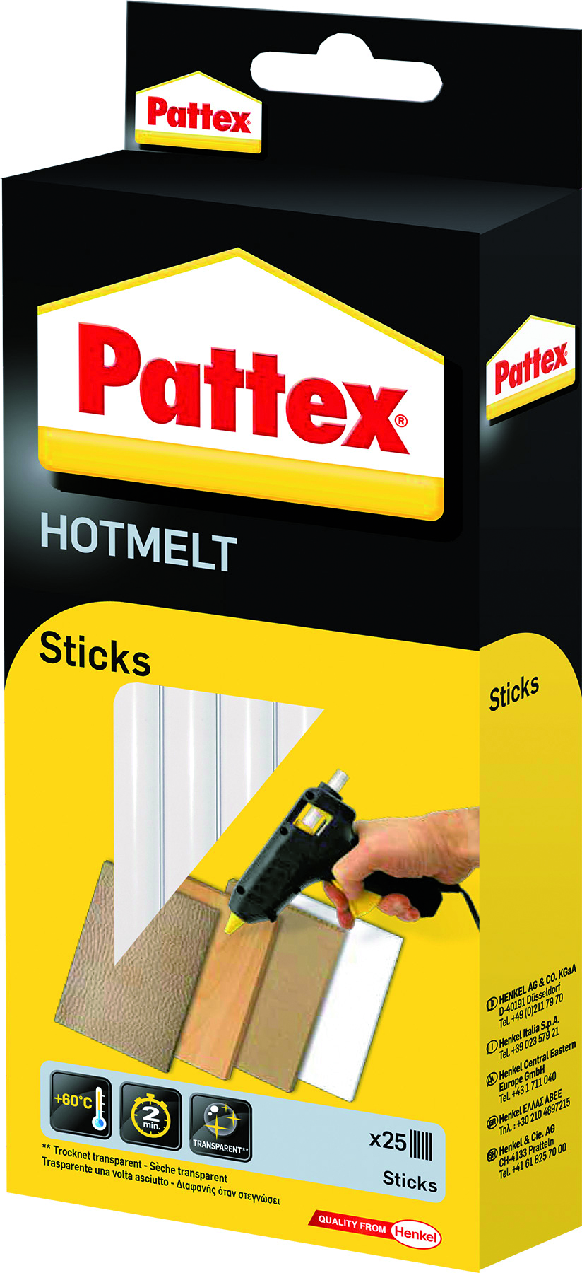 4015000092296 Pattex Hotmelt Sticks Transparent, hochfest, 500 g