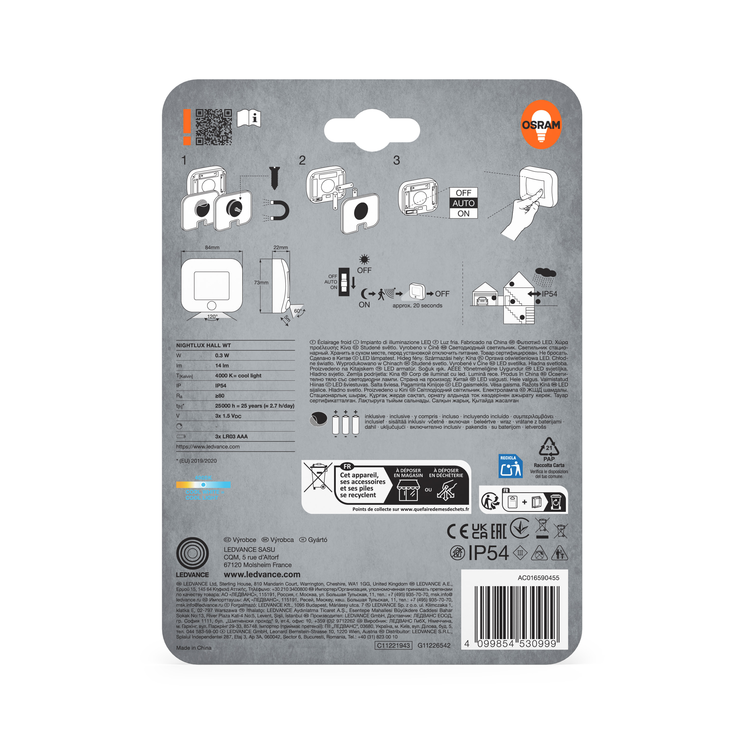 Osram Nachtlicht "Nightlux Hall", weiß