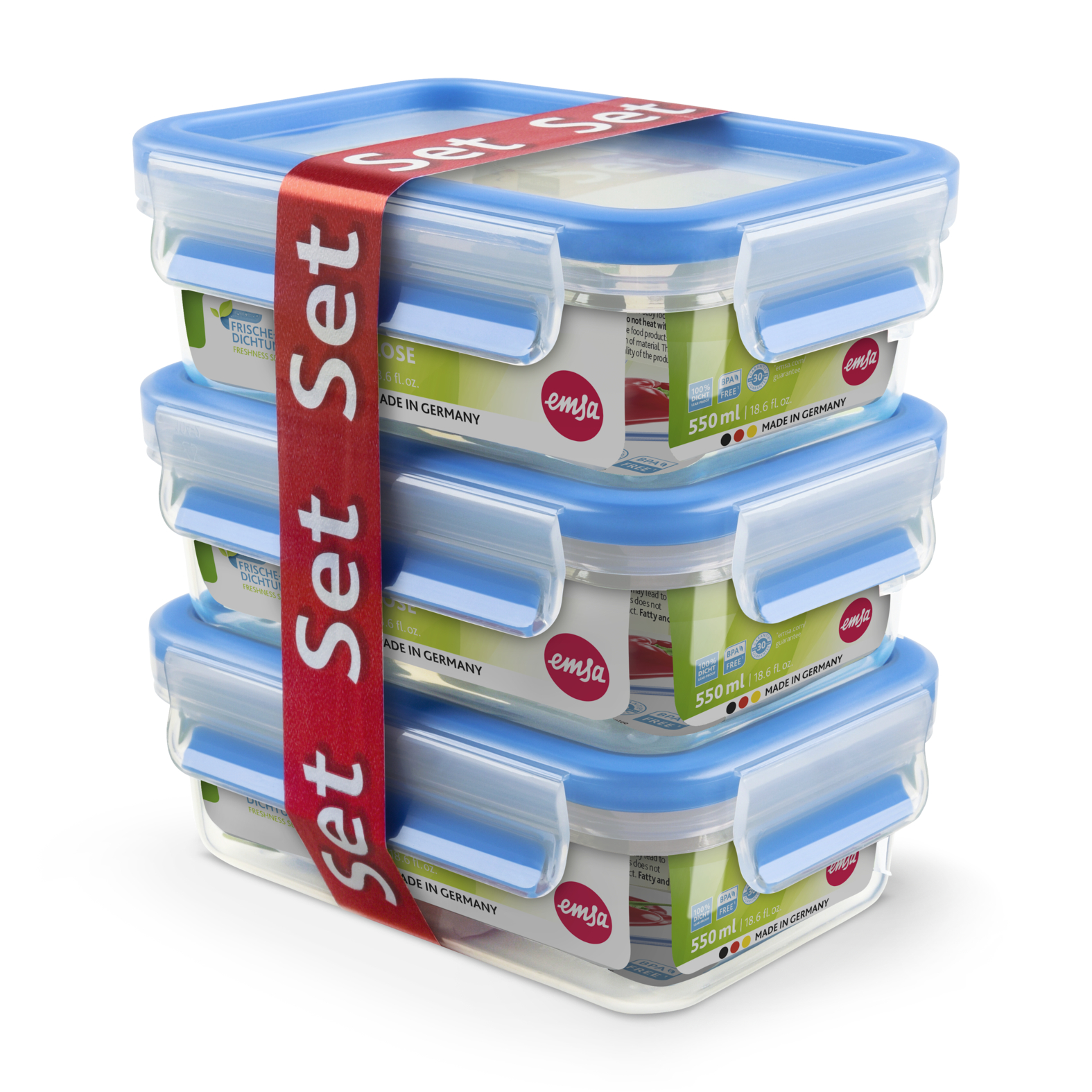EMSA Clip & Close Frischhaltedosen-Set, 3 x 1 L, blau EMSA Clip & Close Frischhaltedosen-Set, 3 x 1 L, blau