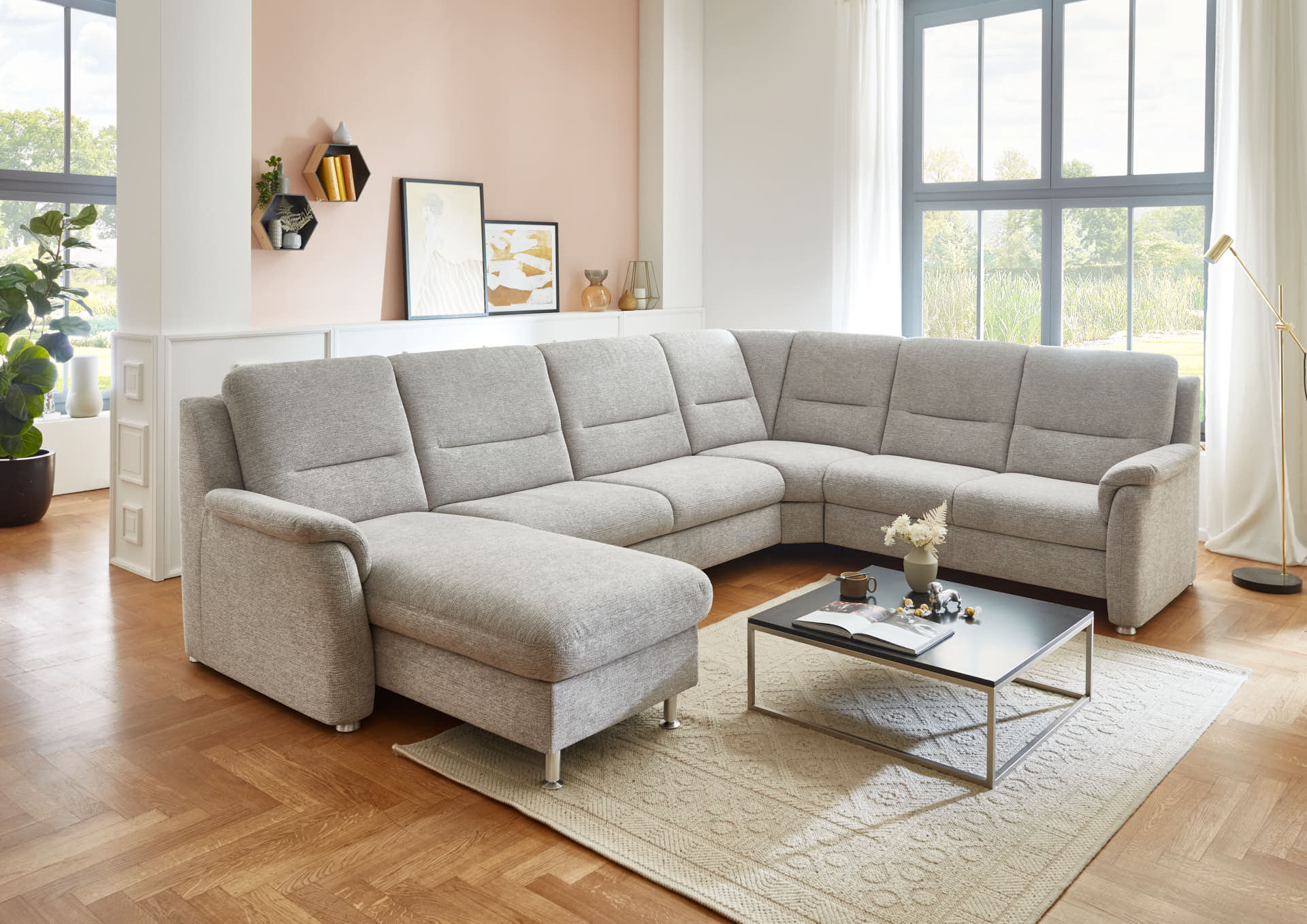 Polipol Wohnlandschaft Modell PP-HS17006 typ CanL-2,5EL-RE-2R, Stellfläche ca. 169-205 x 337 x 242 cm