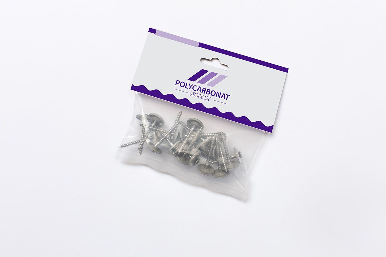 Palram V2A-Schrauben mit Dichtscheiben, 4.5 x 45 mm, 20 Stück Palram V2A-Schrauben mit Dichtscheiben, 4.5 x 45 mm, 20 Stück