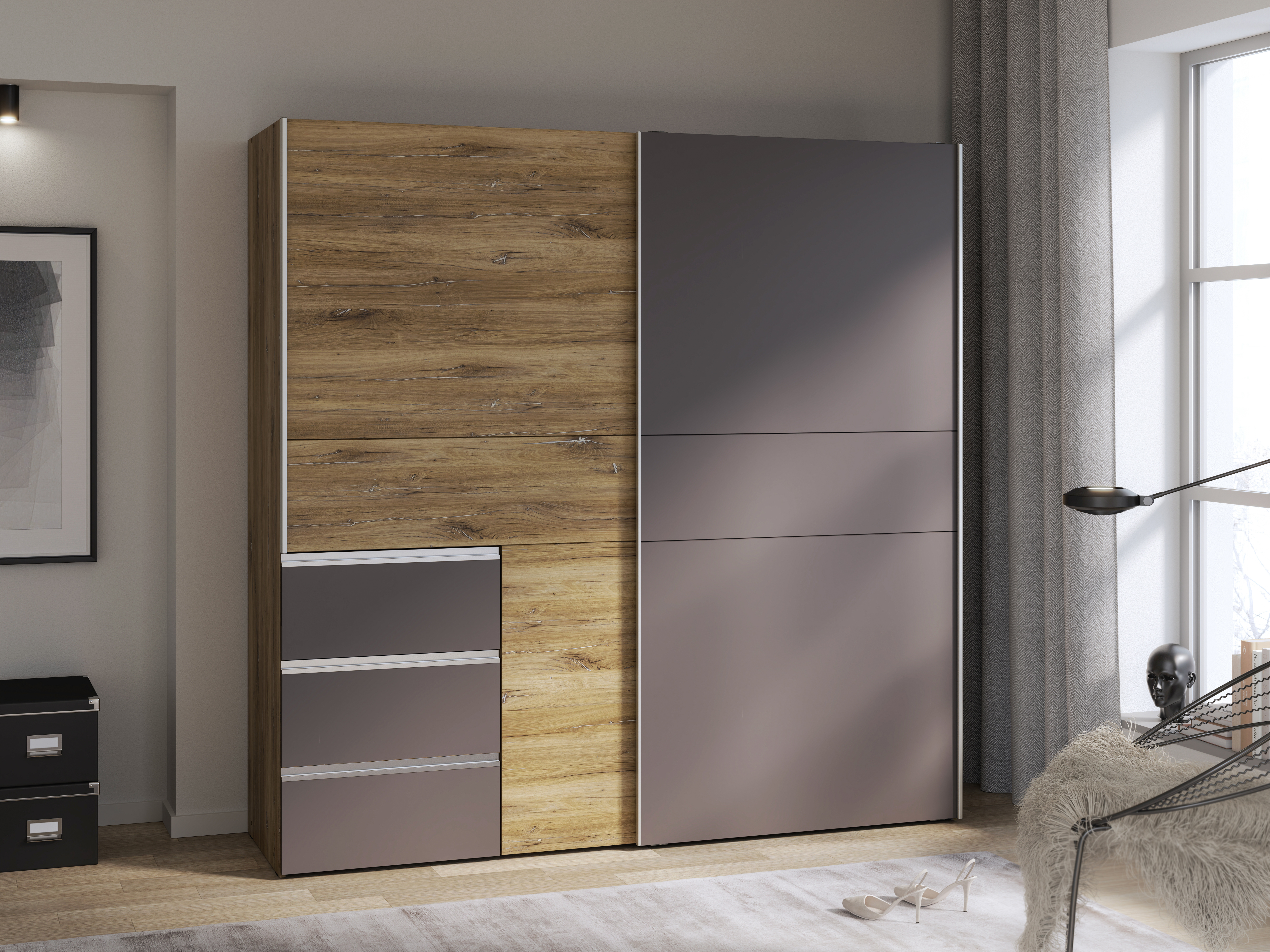 Forte Kleiderschrank WINN 2, grau
