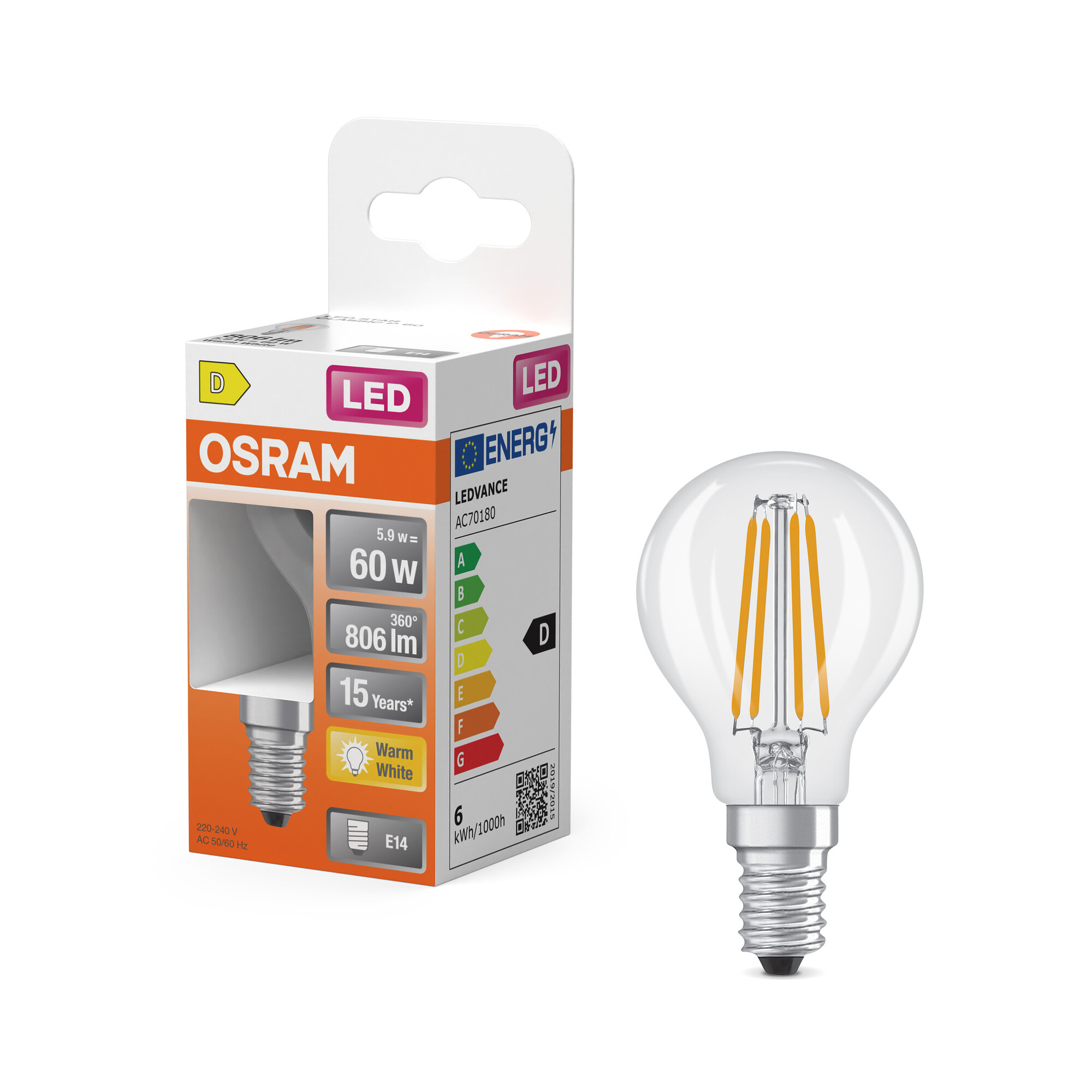 Osram LED Retrofit Classic, warmweiß, E14