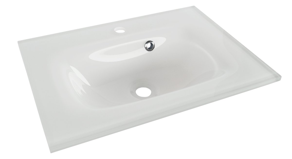 Fackelmann Yega Glasbecken 60 cm, 60,5 x 13,5 x 42 cm, weiß