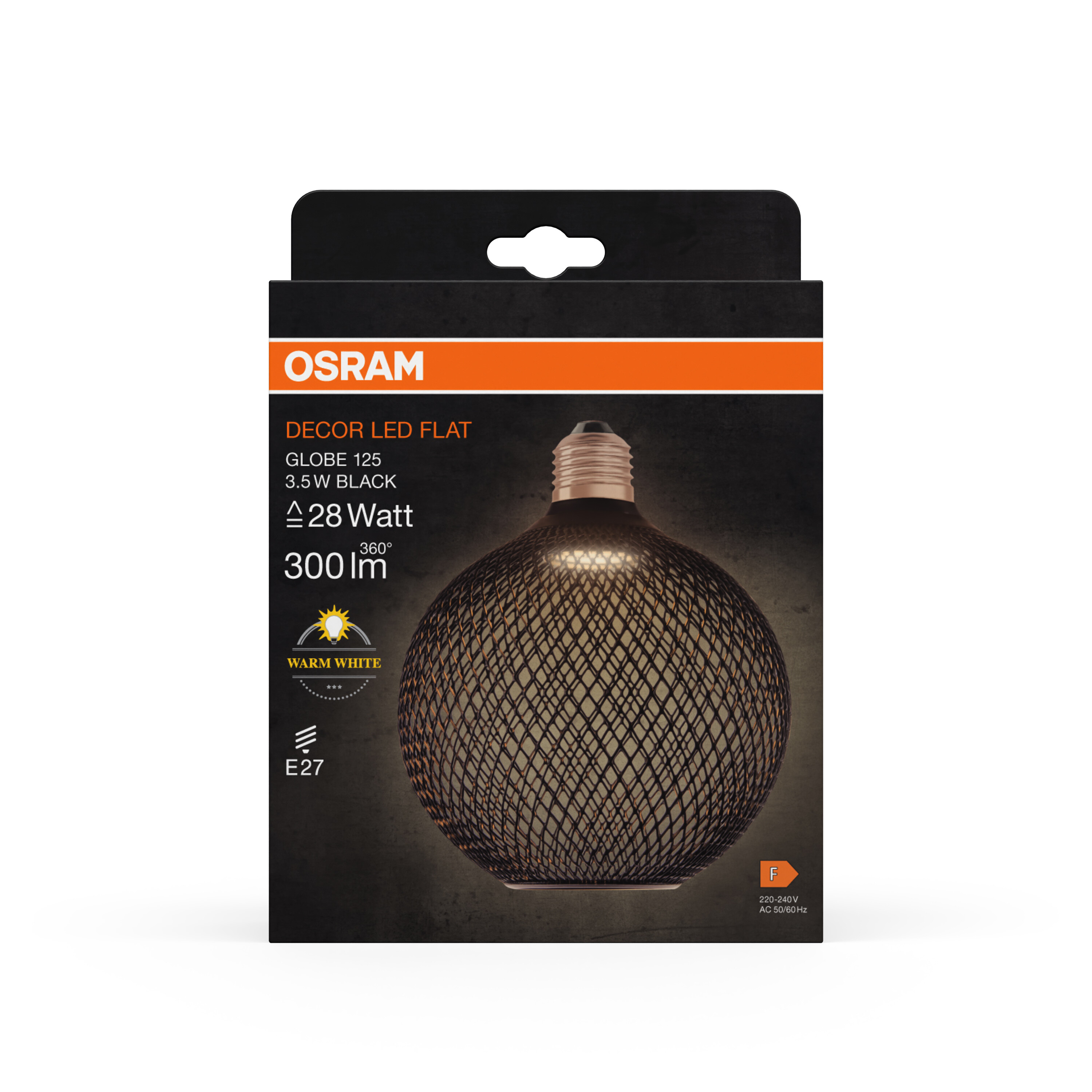 Osram LED Flatlampe 125 mm, schwarz, warmweiß, E27