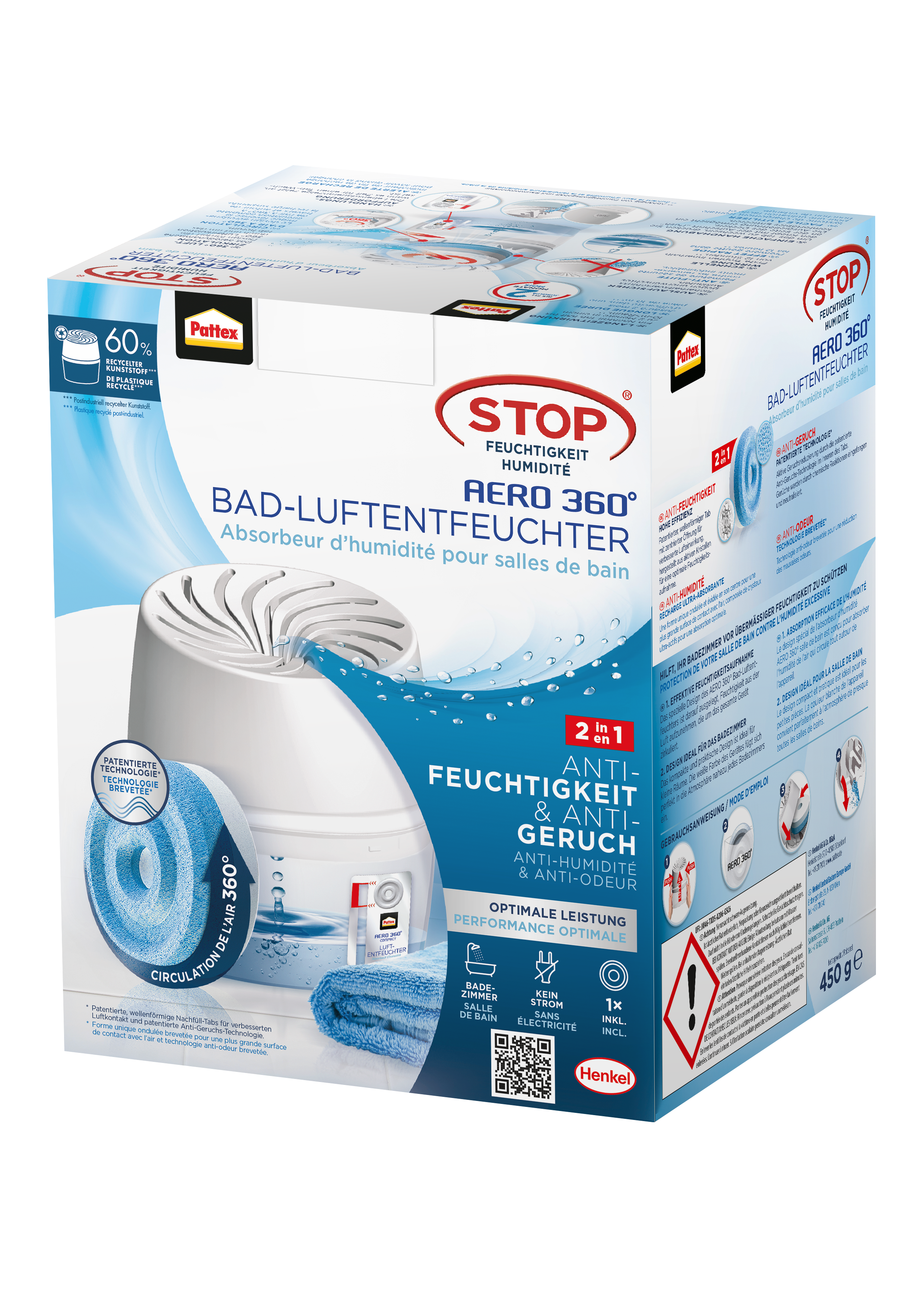 Pattex Luftentfeuchter Aero 360°, 450 g