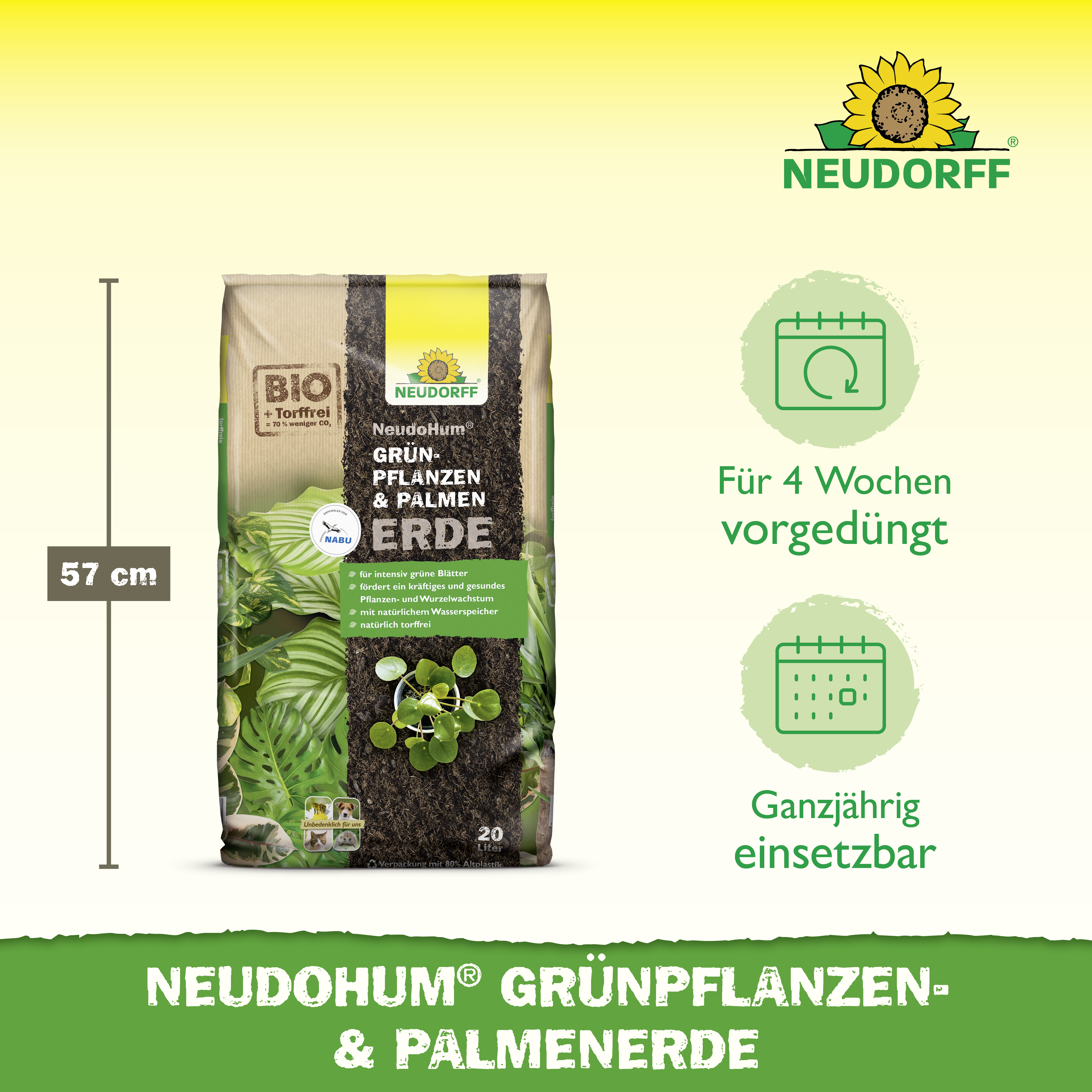 Neudorff NeudoHum Grünpflanzen- & PalmenErde, 20 L