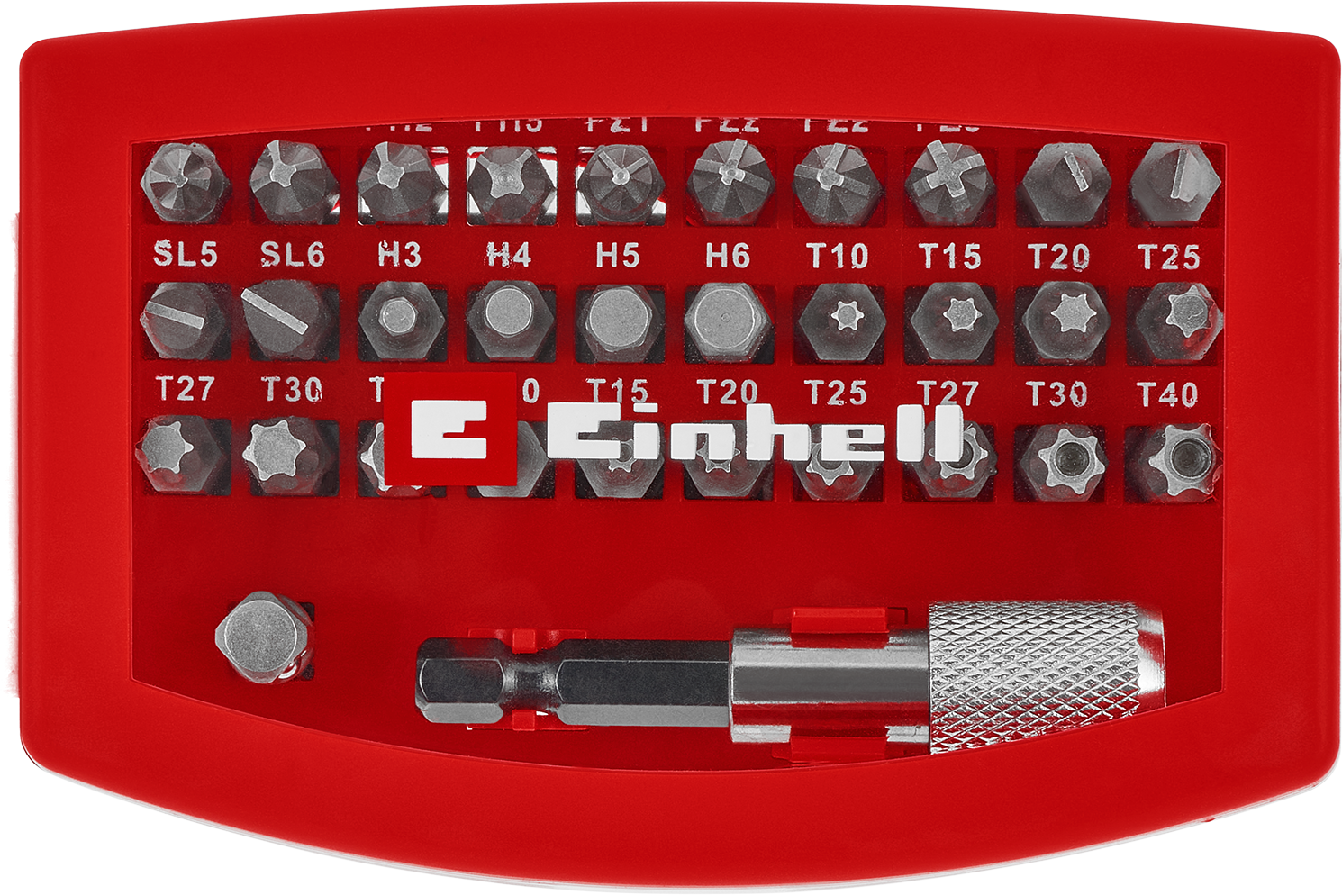 Einhell Bit-Box aus S2 Stahl mit Gürtelclip, 32-tlg.