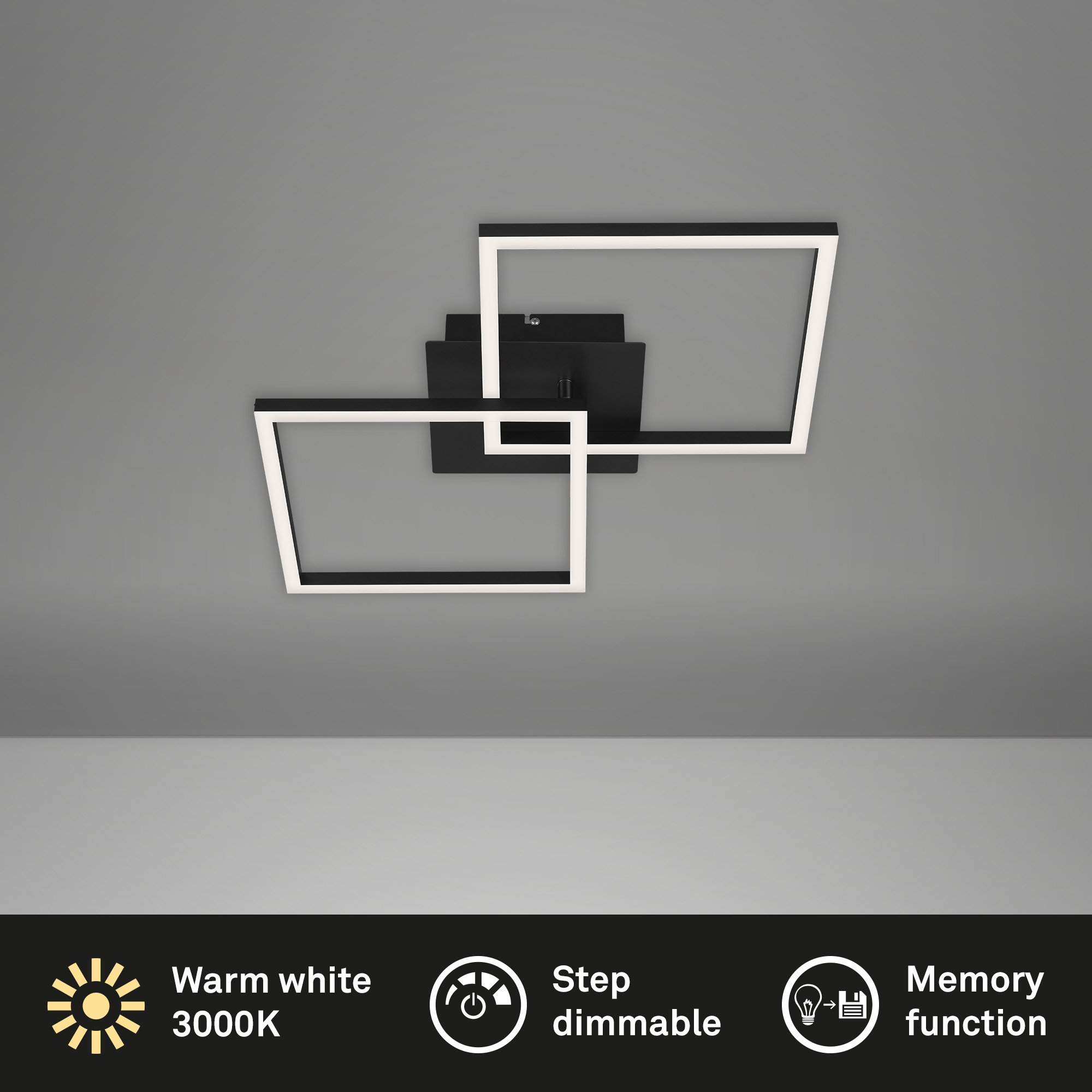 Briloner LED Deckenleuchte, 62 cm, schwarz