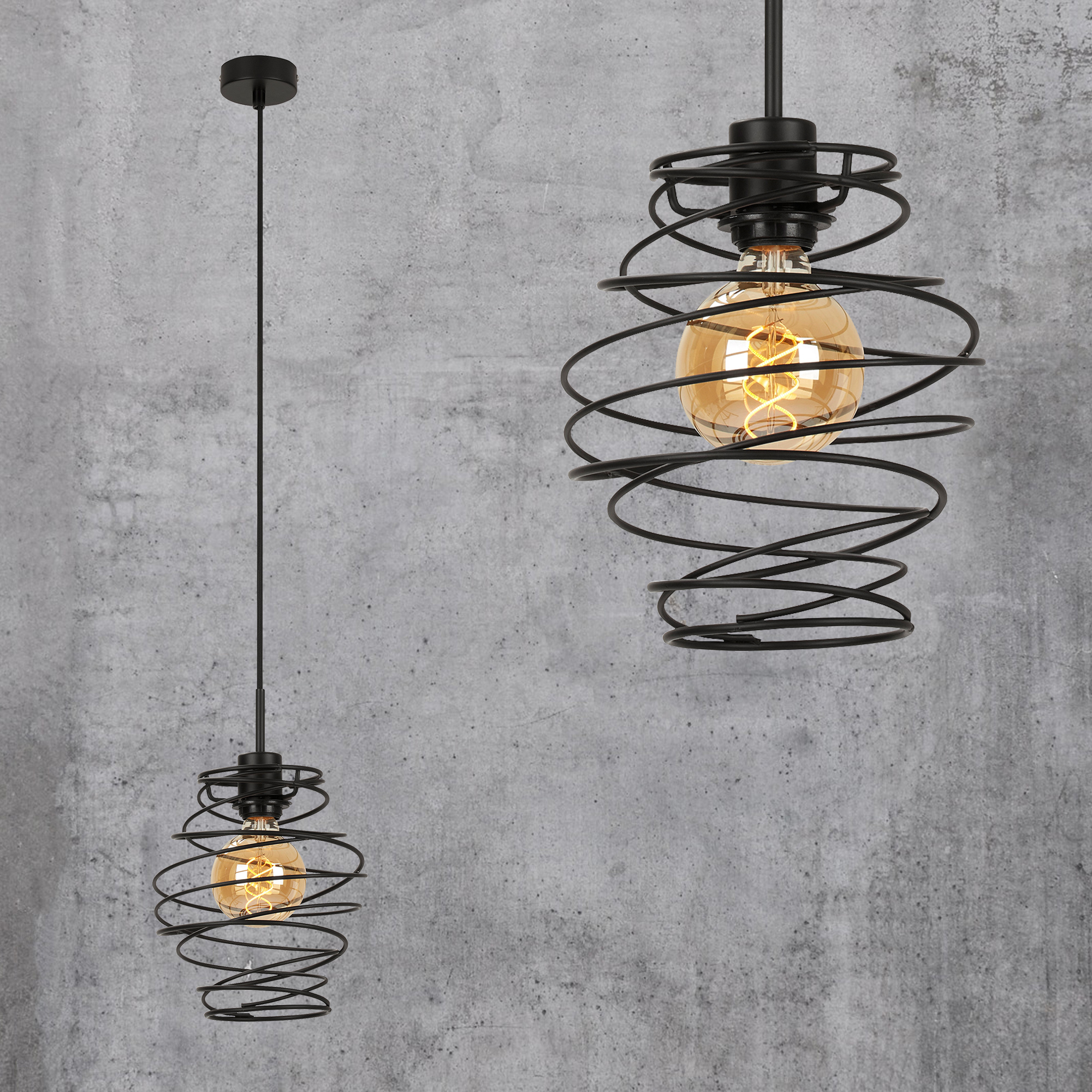 172355-5 BRILONER HÄNGELEUCHTE 1XE27 BLACK STEEL FEDERDESIGN